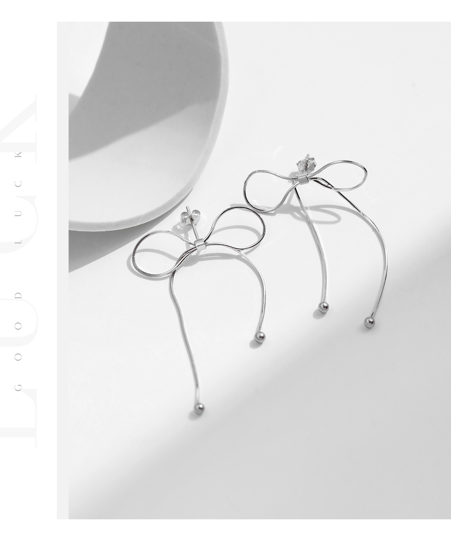 1 Paire Style Simple Noeud D'arc Placage Argent Sterling Plaqué Rhodium Boucles D'oreilles display picture 6