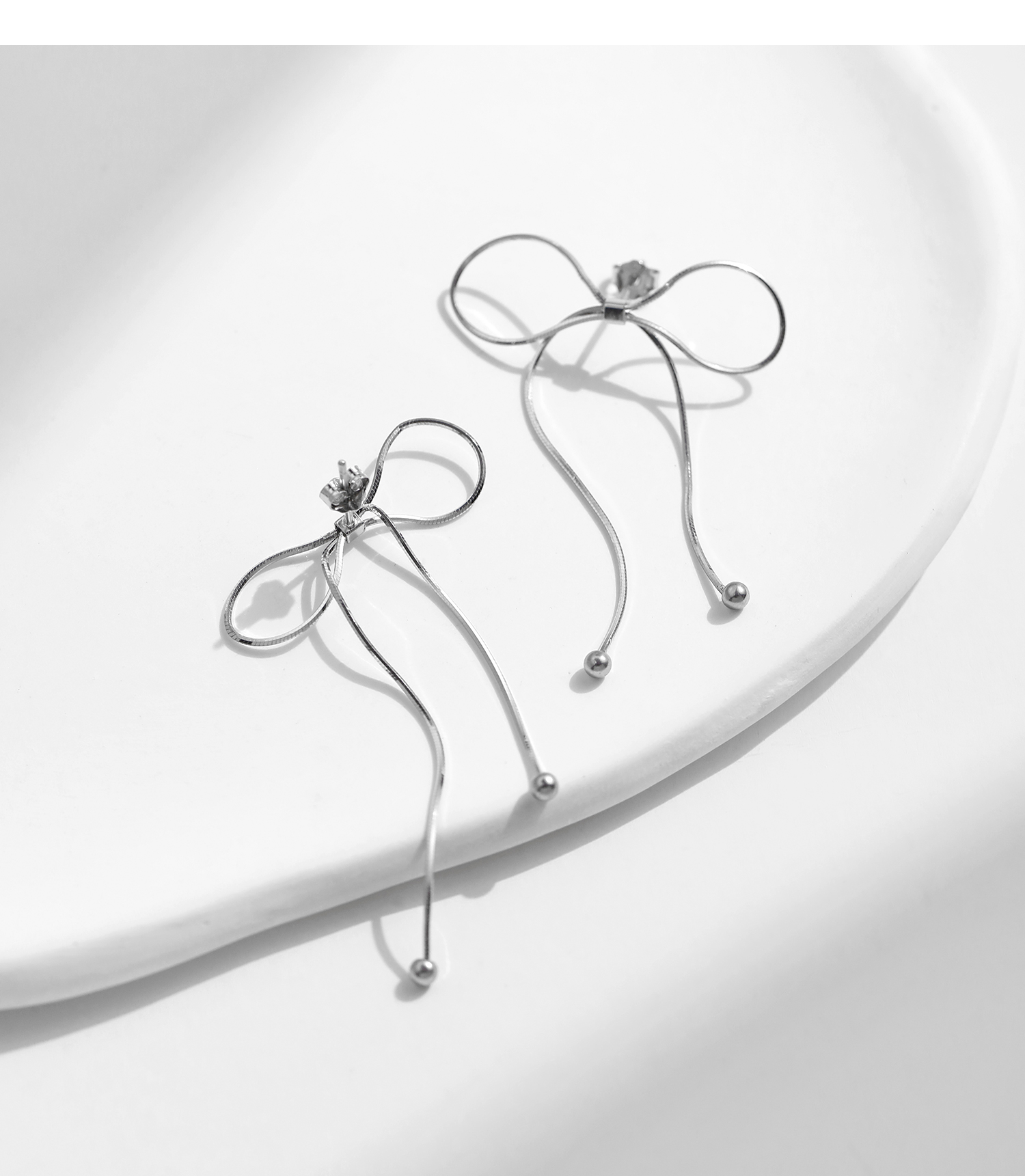 1 Paire Style Simple Noeud D'arc Placage Argent Sterling Plaqué Rhodium Boucles D'oreilles display picture 8