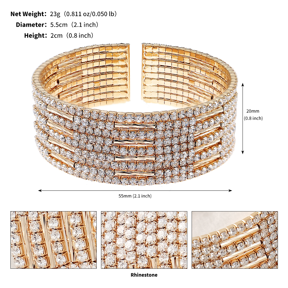 Elegant Glänzend Geometrisch Künstliche Perlen Strasssteine Metall Großhandel Armreif display picture 3