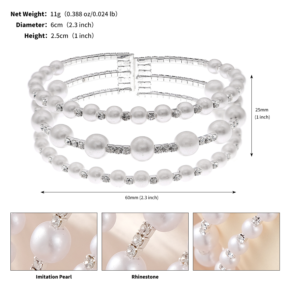 Elegant Shiny Geometric Artificial Pearls Rhinestones Metal Wholesale Bangle display picture 6