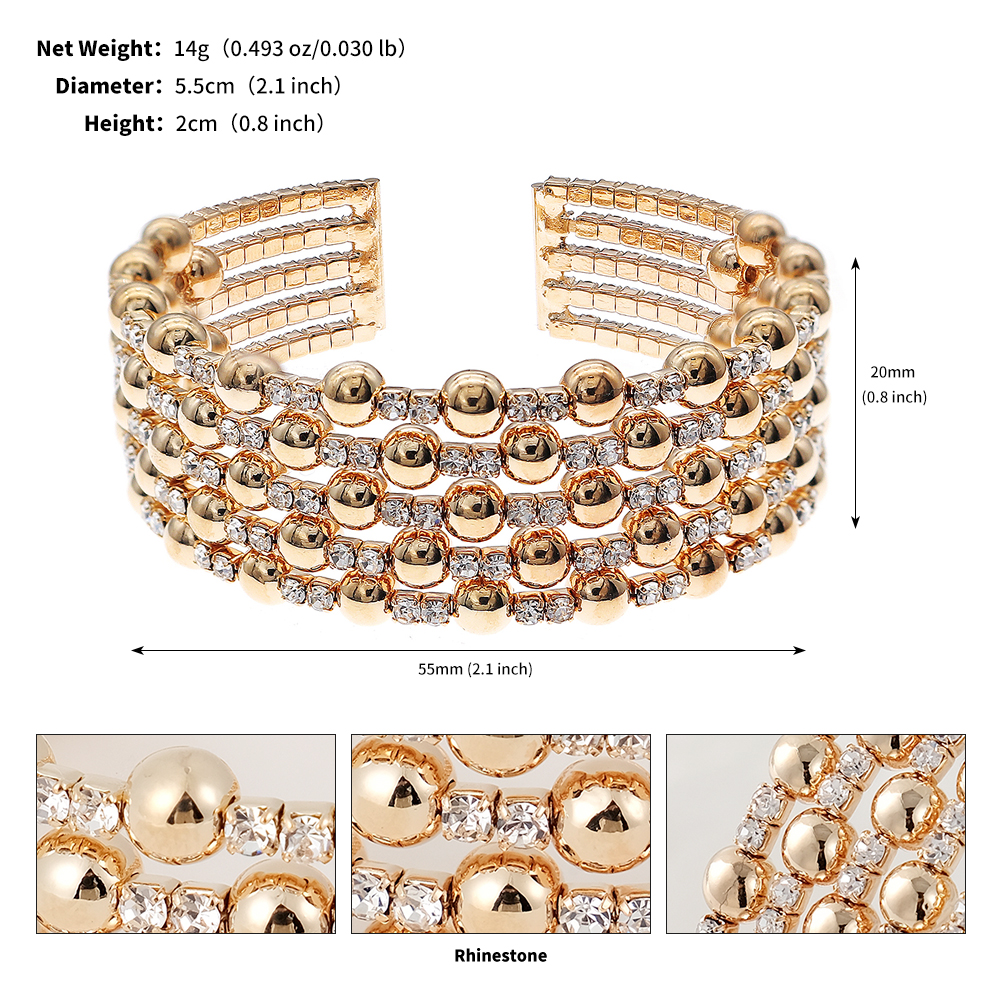 Elegant Shiny Geometric Artificial Pearls Rhinestones Metal Wholesale Bangle display picture 9