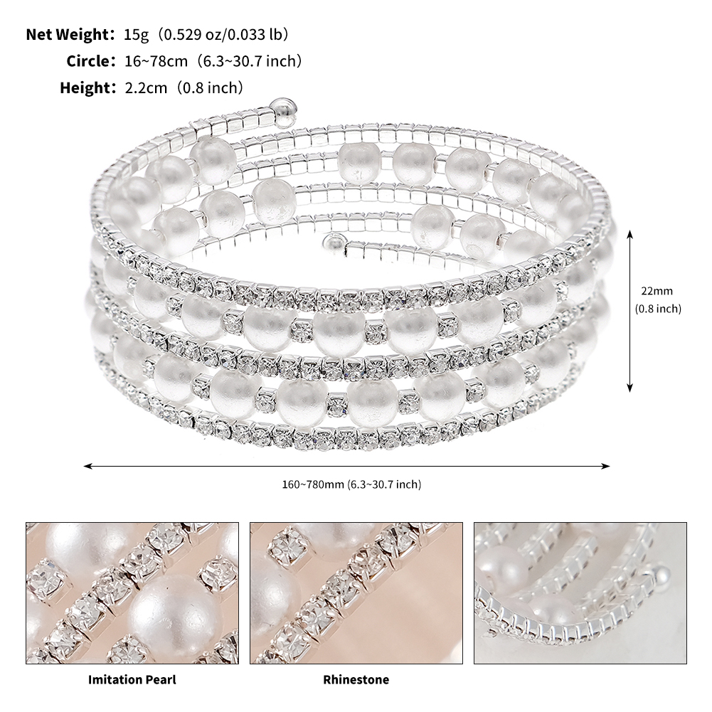 Elegant Shiny Geometric Artificial Pearls Rhinestones Metal Wholesale Bangle display picture 12