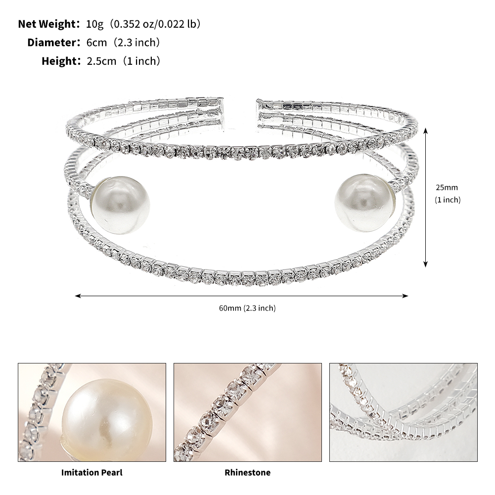 Élégant Brillant Géométrique Perles Artificielles Strass Métal De Gros Bracelet display picture 15