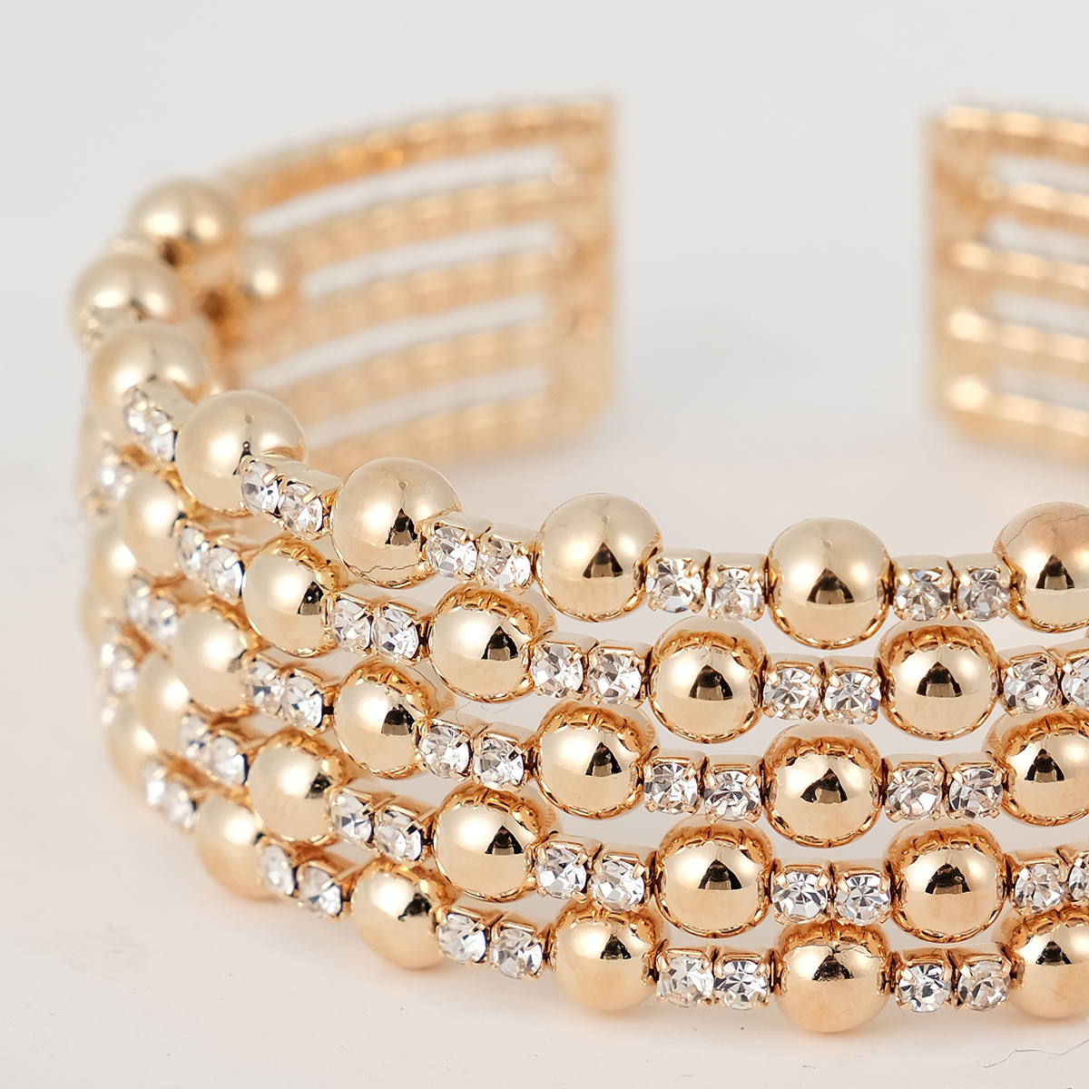 Elegant Shiny Geometric Artificial Pearls Rhinestones Metal Wholesale Bangle display picture 8