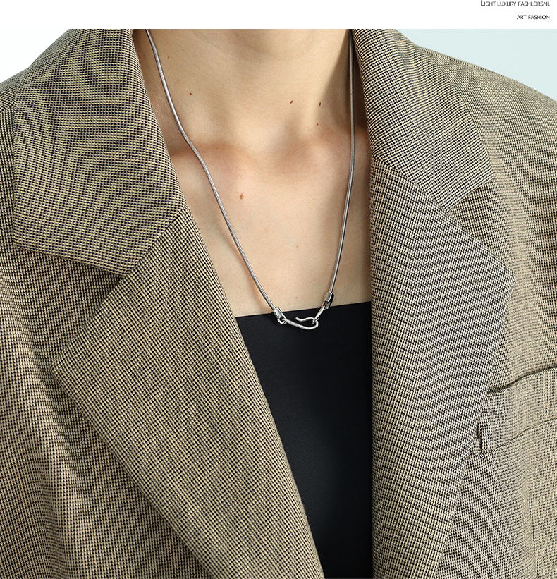 Einfacher Stil Einfarbig Linien Titan Stahl Schnalle Pulloverkette display picture 5