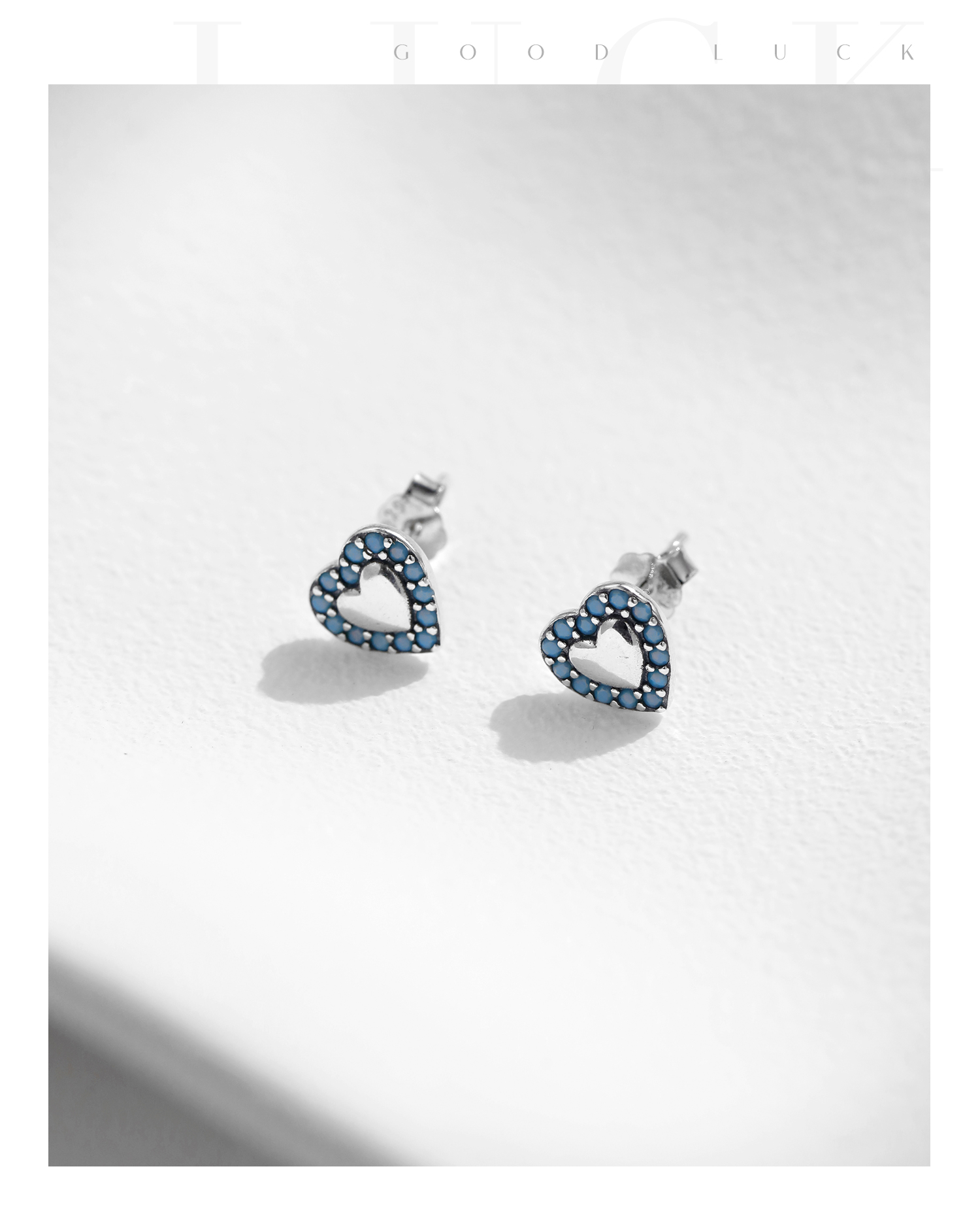 1 Pair Retro Simple Style Heart Shape Inlay Sterling Silver Turquoise Ear Studs display picture 7