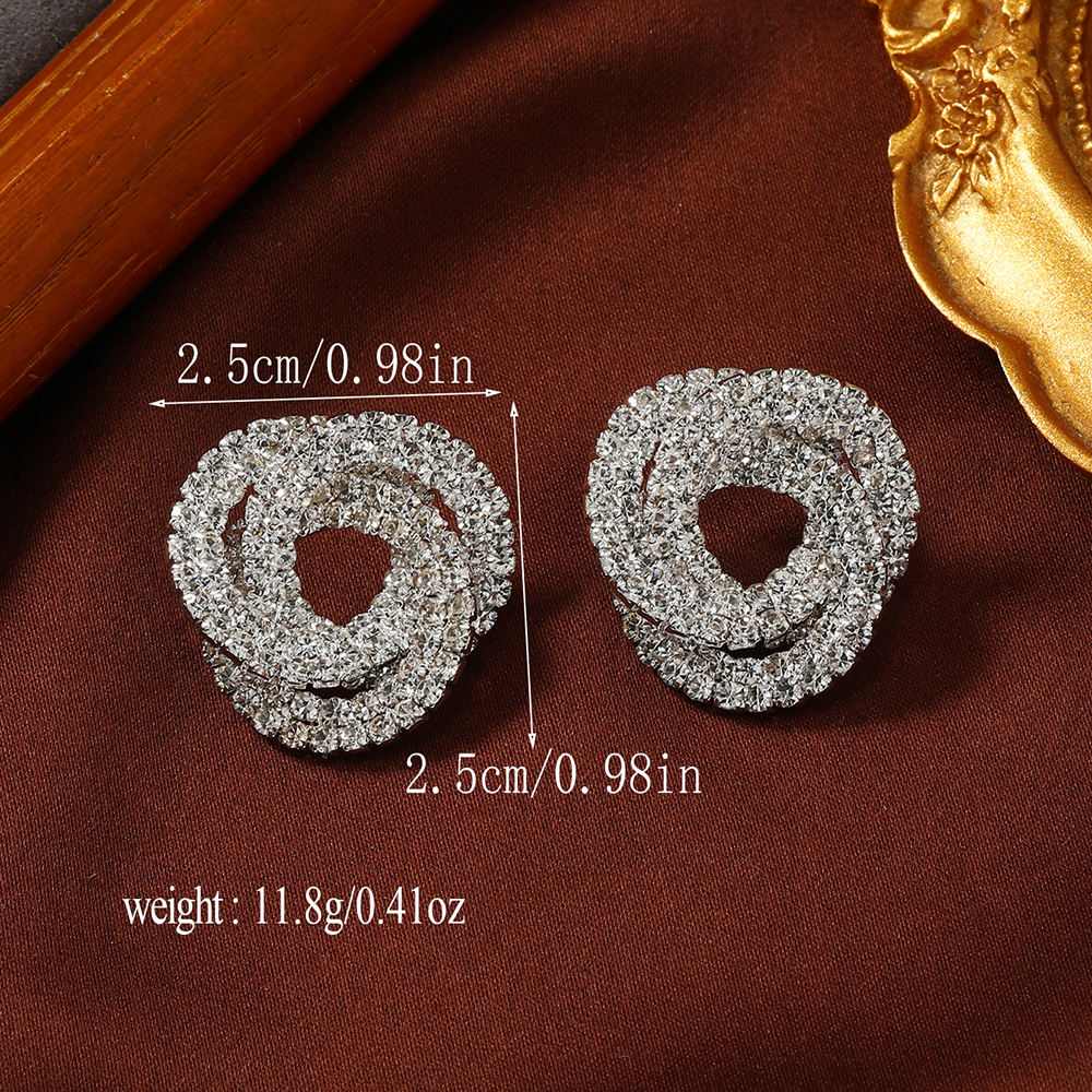 1 Pair Glam Shiny Geometric Plating Inlay Alloy Rhinestones Silver Plated Ear Studs display picture 5