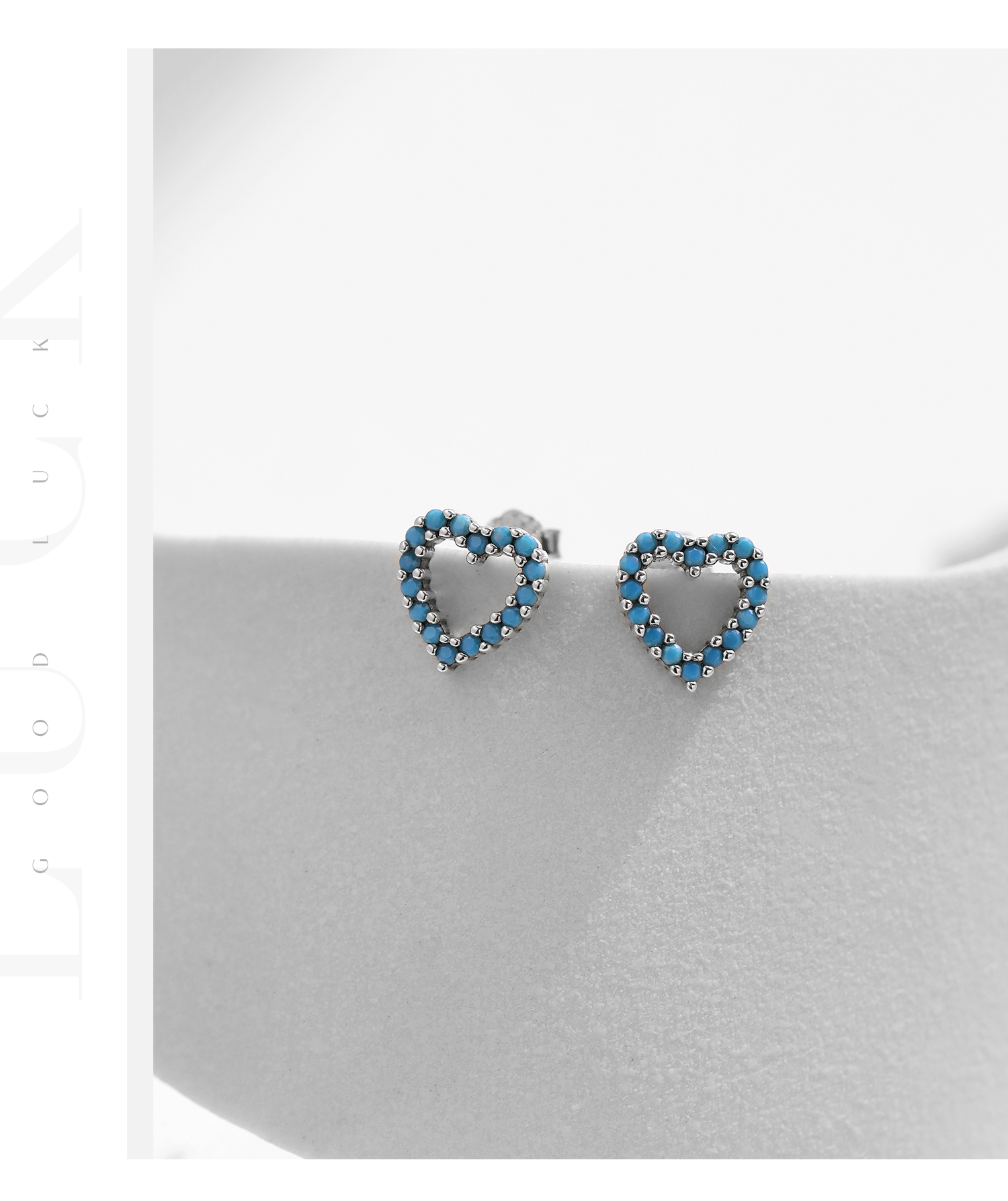 1 Pair Simple Style Heart Shape Hollow Out Inlay Sterling Silver Turquoise Ear Studs display picture 6