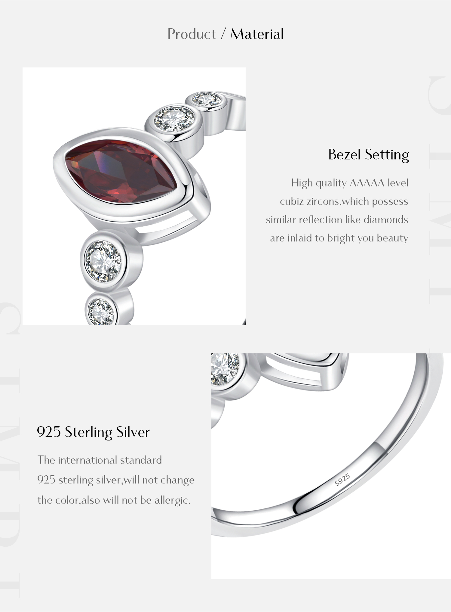 Elegant Simple Style Horse Eye Sterling Silver Plating Inlay Zircon Rhodium Plated Rings display picture 3