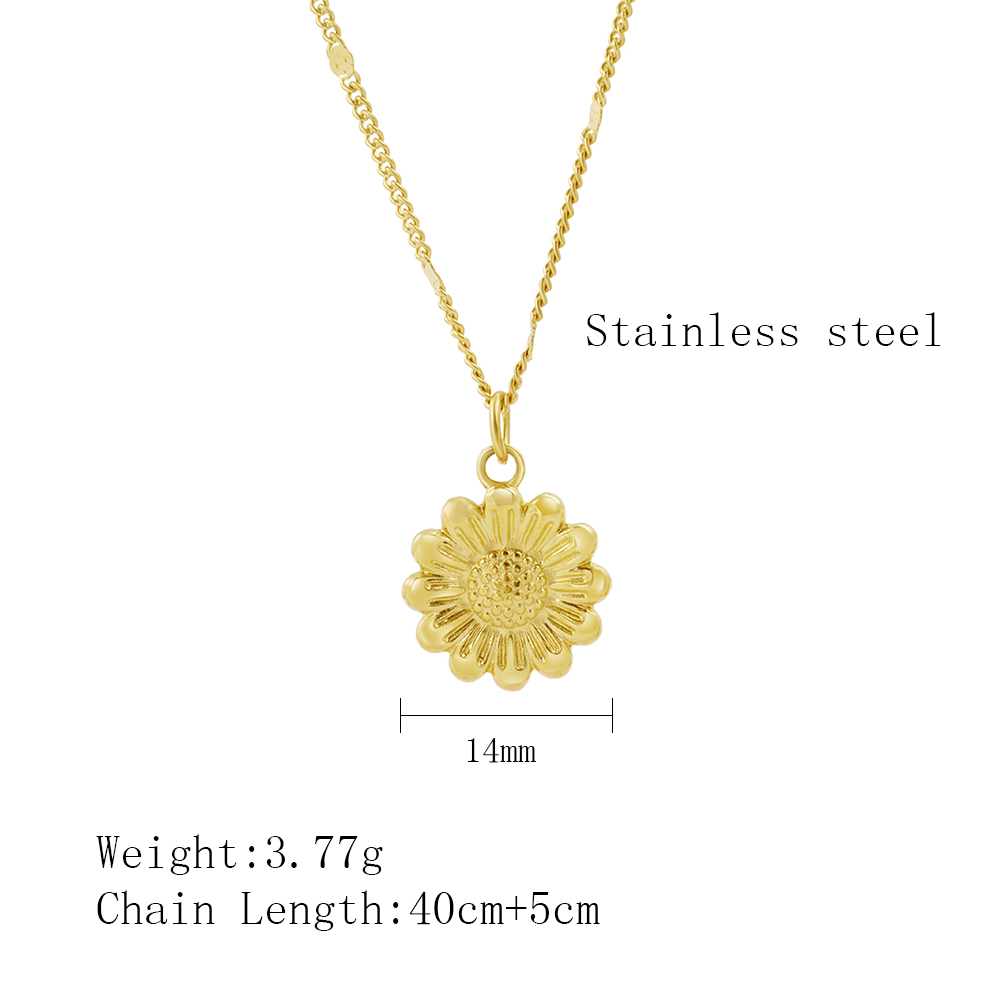 304 Stainless Steel 18K Gold Plated IG Style Plating Sunflower Pendant Necklace display picture 1