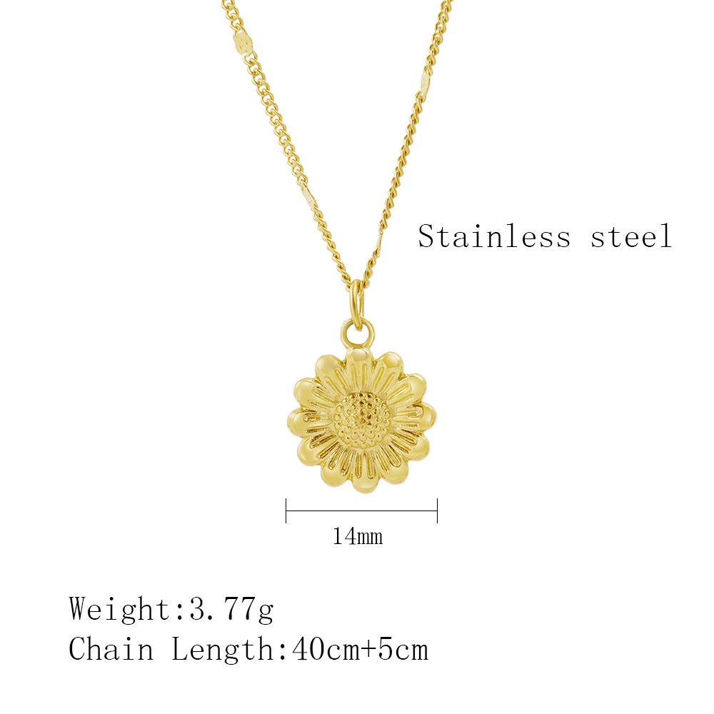 Edelstahl 304 18 Karat Vergoldet IG-Stil Überzug Sonnenblume Halskette Mit Anhänger display picture 1