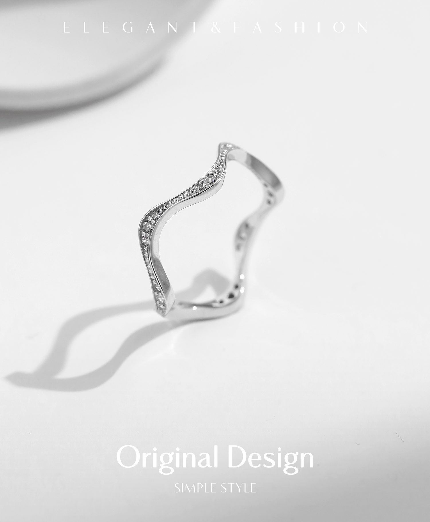 Elegant Einfacher Stil Wellen Krone Sterling Silber Überzug Inlay Zirkon Überzogen Mit Rhodium Ringe display picture 1
