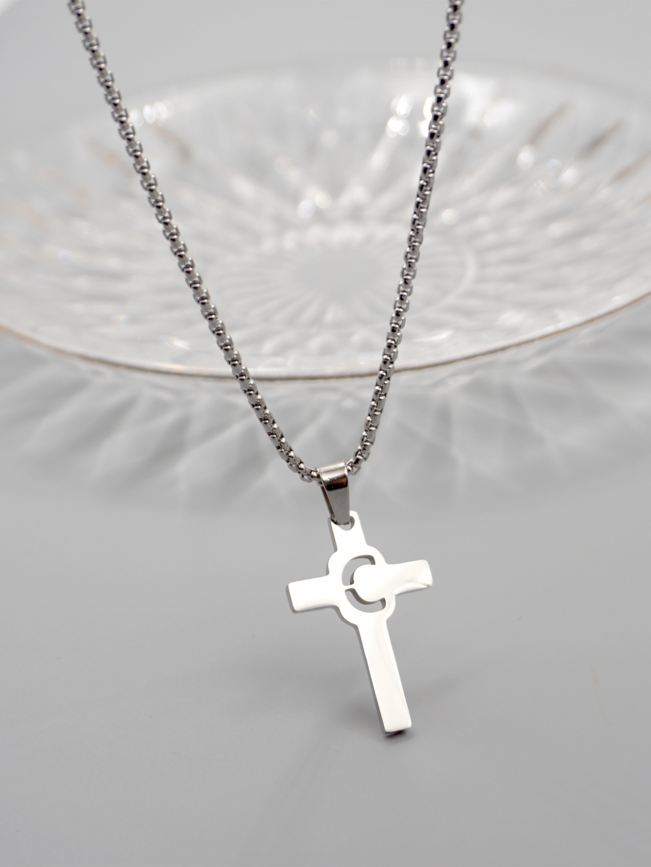 Casual Simple Style Cross Letter 304 Stainless Steel Titanium Steel Unisex Pendant Necklace display picture 1