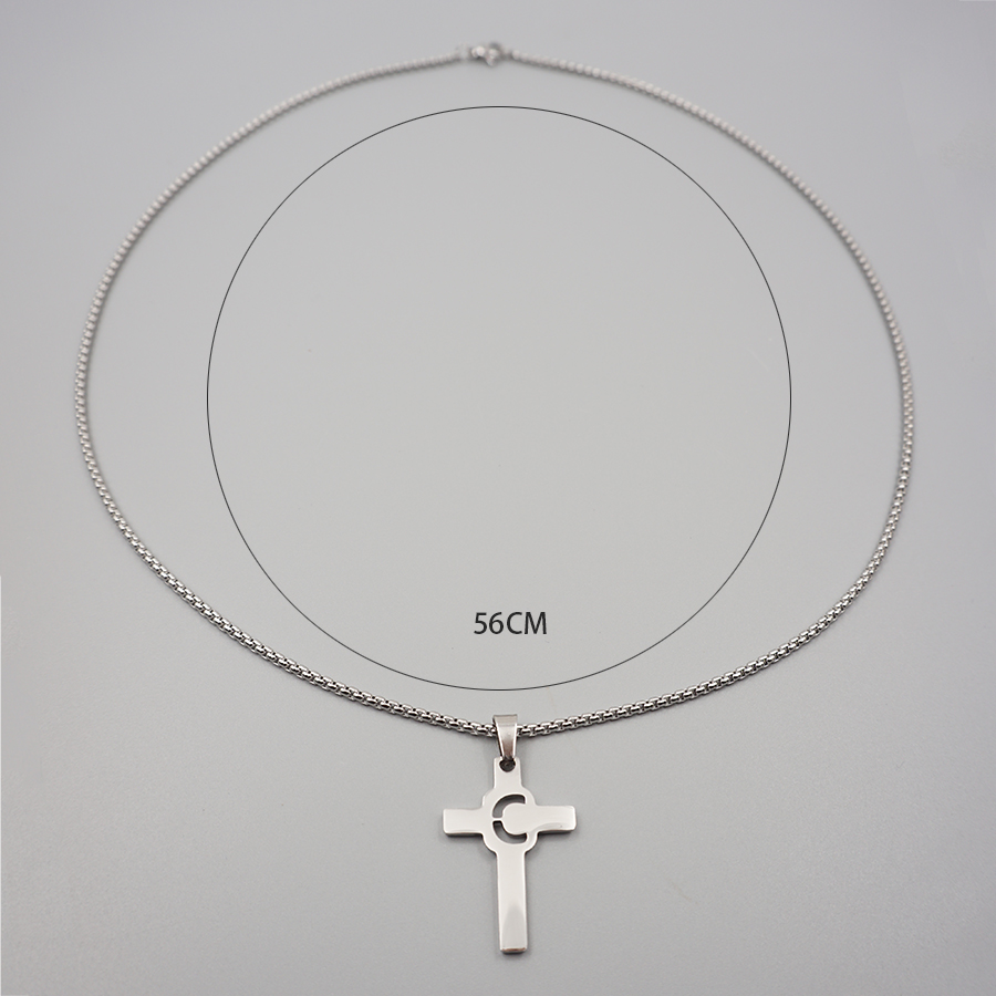 Casual Simple Style Cross Letter 304 Stainless Steel Titanium Steel Unisex Pendant Necklace display picture 5