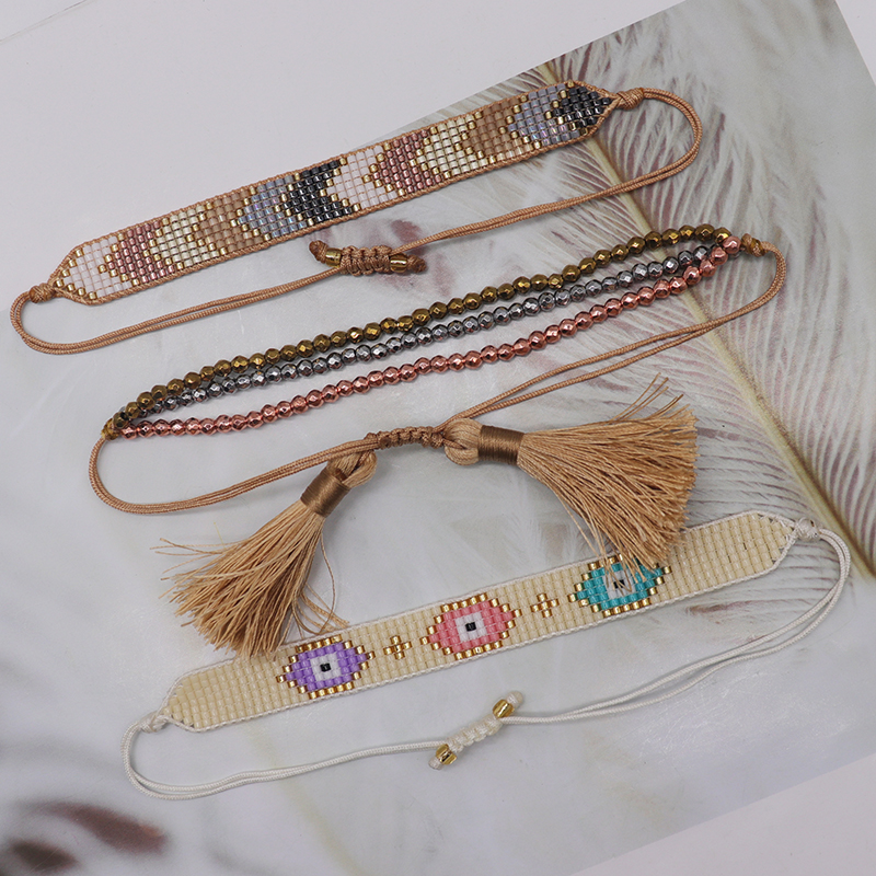 Ethnic Style Devil's Eye Glass Beaded Knitting Women's Bracelets display picture 2