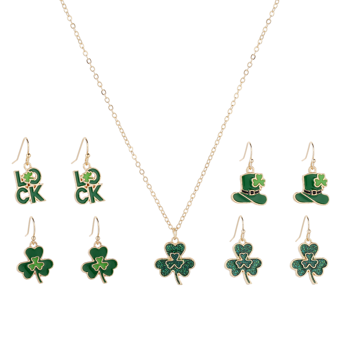 Pastoral Shamrock Letter Alloy St. Patrick Women's Jewelry Set display picture 2
