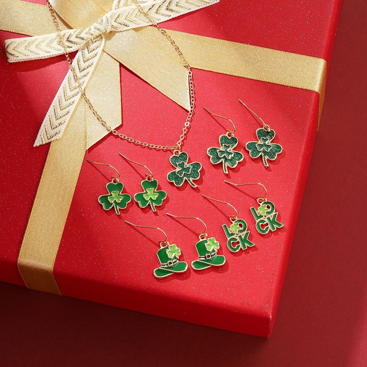 Pastoral Shamrock Letter Alloy St. Patrick Women's Jewelry Set display picture 4