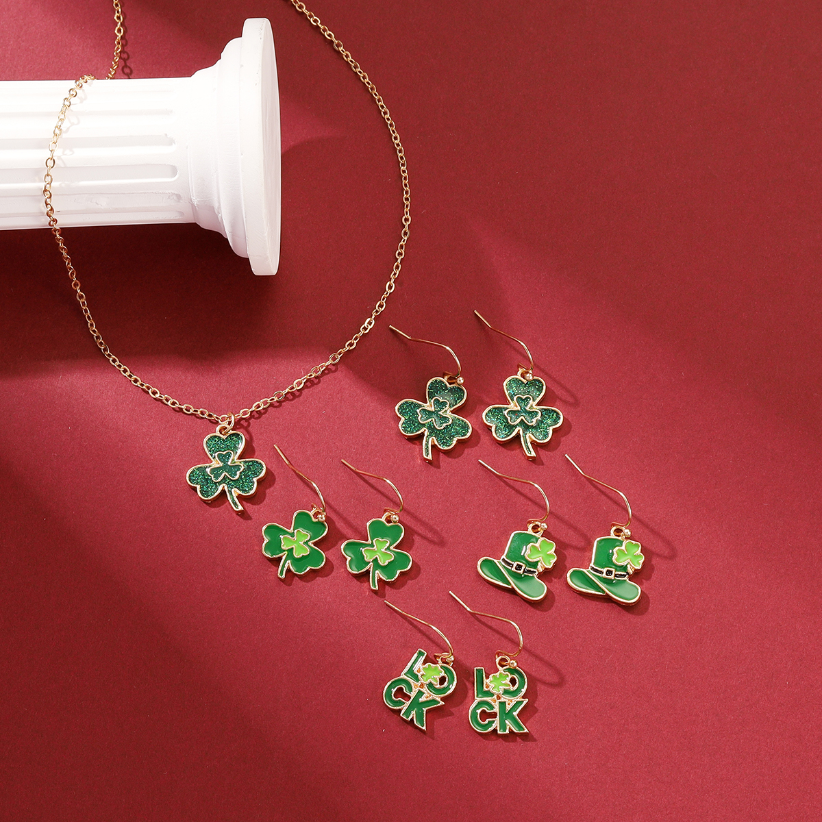 Pastoral Shamrock Letter Alloy St. Patrick Women's Jewelry Set display picture 5