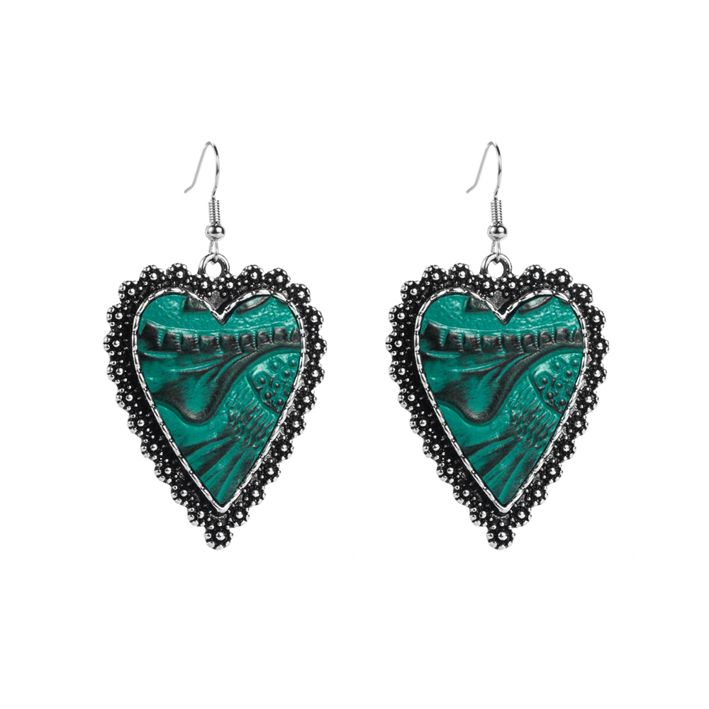 1 Pair Vintage Style Romantic Heart Shape Plating Pu Leather Alloy Drop Earrings display picture 5