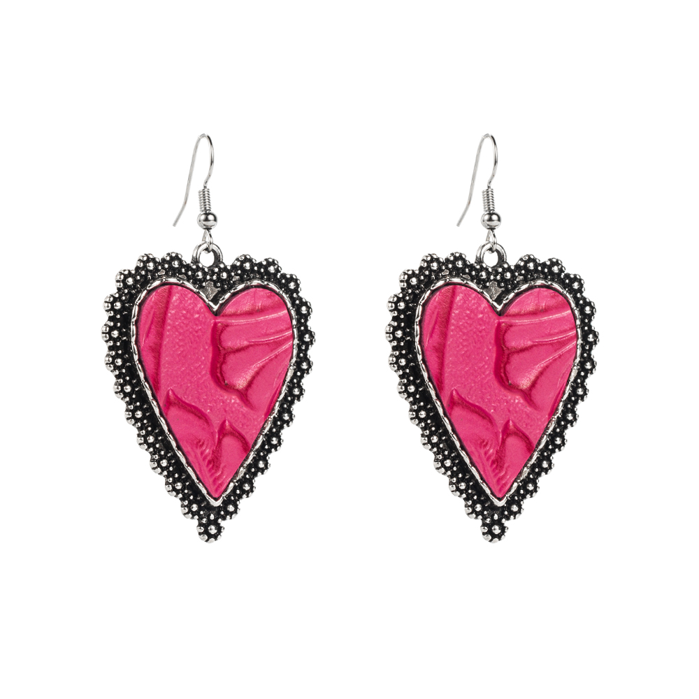 1 Pair Vintage Style Romantic Heart Shape Plating Pu Leather Alloy Drop Earrings display picture 7