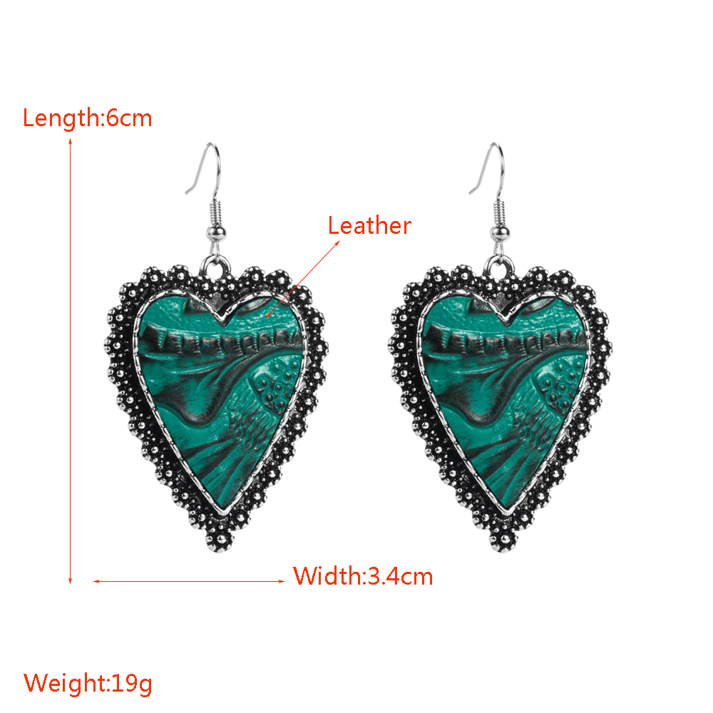 1 Pair Vintage Style Romantic Heart Shape Plating Pu Leather Alloy Drop Earrings display picture 1