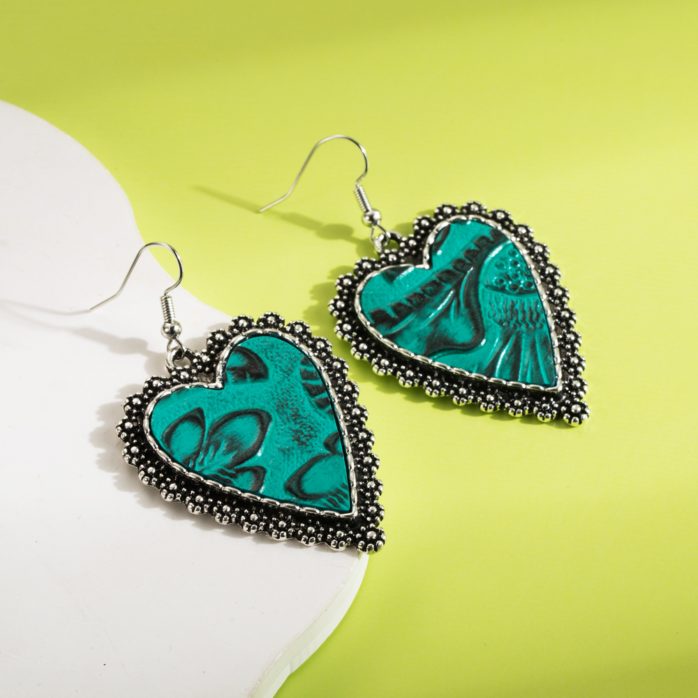 1 Pair Vintage Style Romantic Heart Shape Plating Pu Leather Alloy Drop Earrings display picture 4