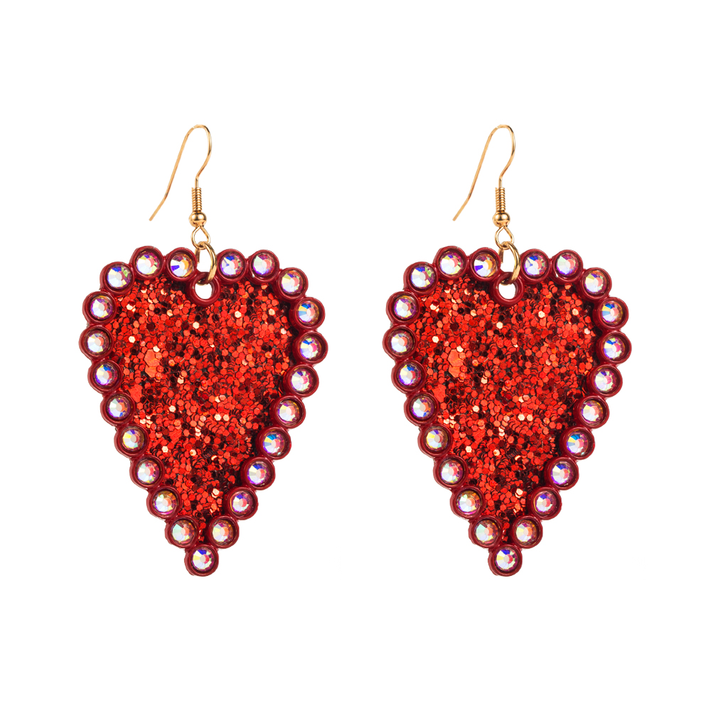 1 Pair Elegant Romantic Heart Shape Plating Inlay Pu Leather Alloy Rhinestones Drop Earrings display picture 6