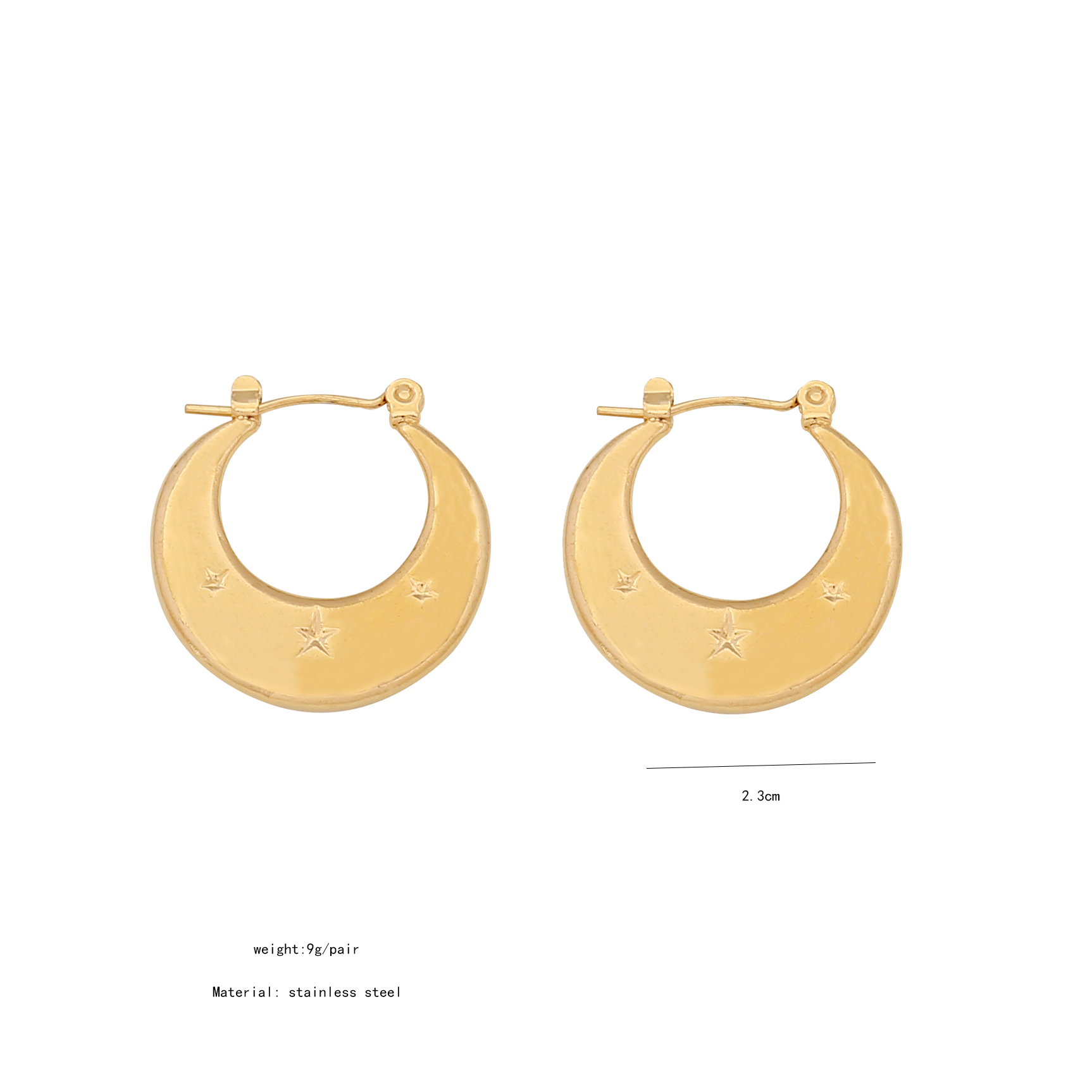 1 Pair Simple Style Geometric Plating Stainless Steel 18K Gold Plated Hoop Earrings display picture 9