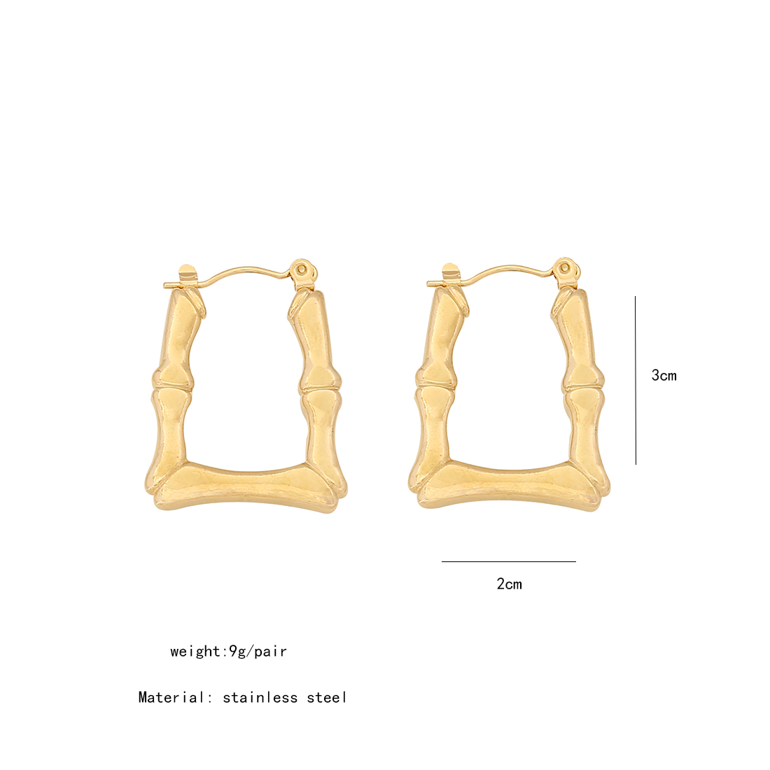 1 Pair Simple Style Geometric Plating Stainless Steel 18K Gold Plated Hoop Earrings display picture 2
