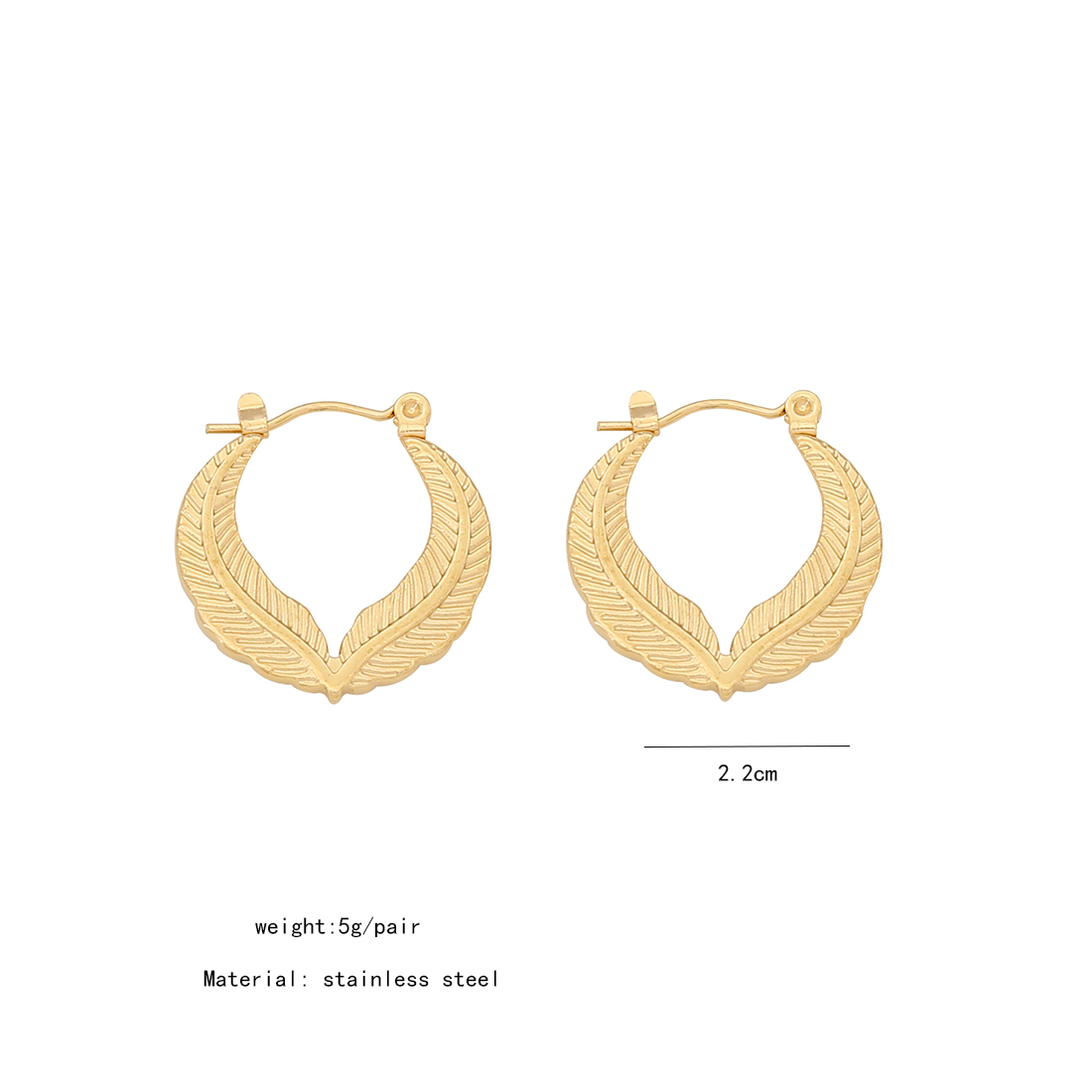1 Paar Einfacher Stil Geometrisch Überzug Rostfreier Stahl 18 Karat Vergoldet Reif Ohrringe display picture 6