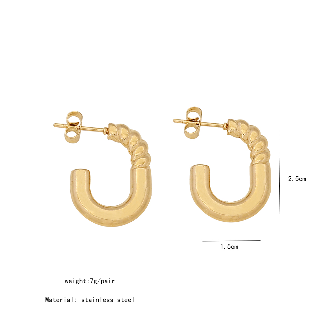 1 Paar Einfacher Stil Geometrisch Überzug Rostfreier Stahl 18 Karat Vergoldet Reif Ohrringe display picture 1