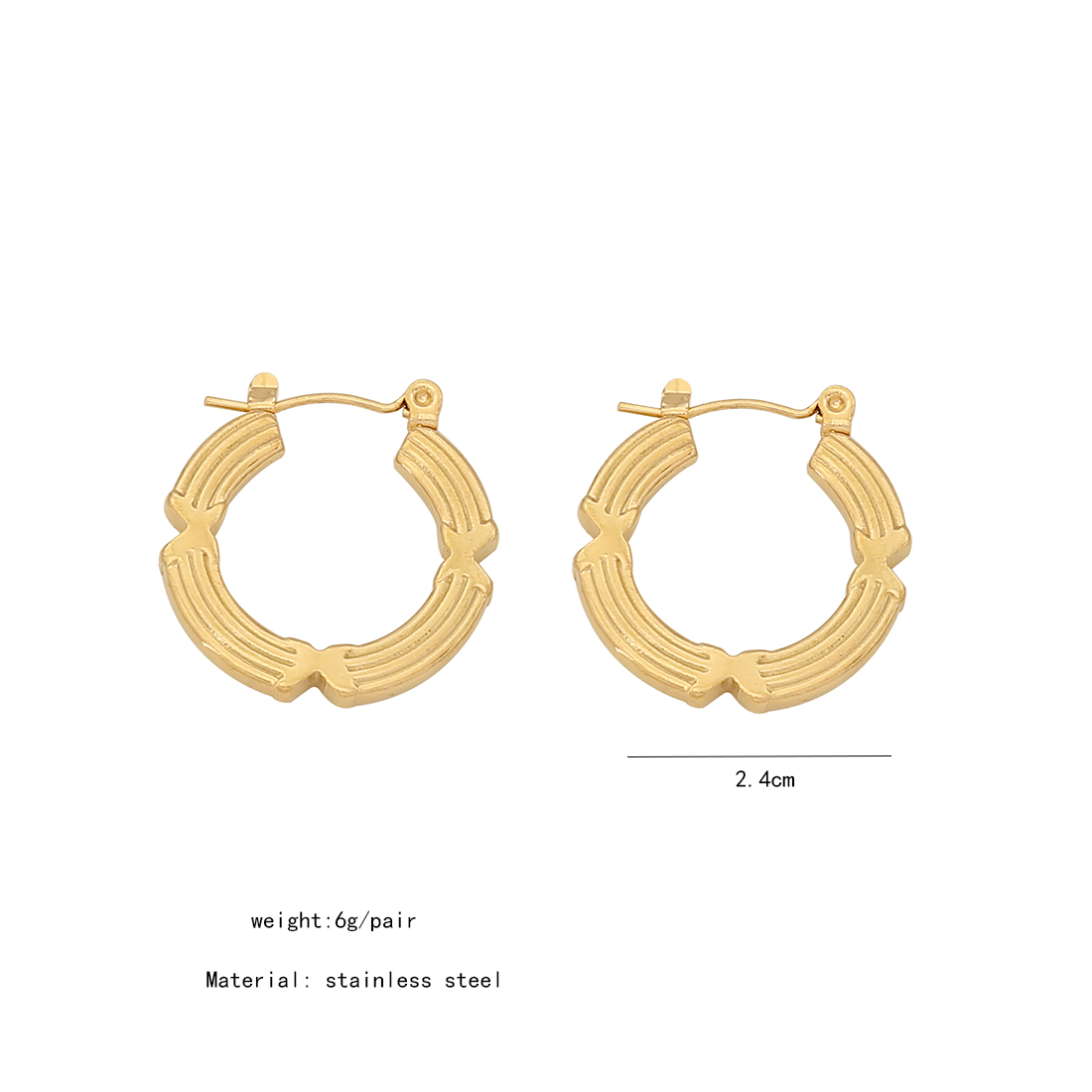 1 Paar Einfacher Stil Geometrisch Überzug Rostfreier Stahl 18 Karat Vergoldet Reif Ohrringe display picture 7