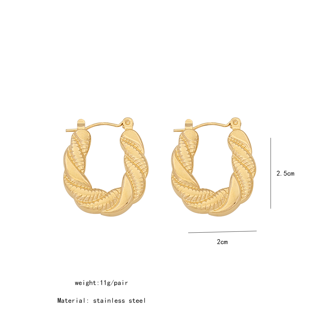 1 Pair Simple Style Geometric Plating Stainless Steel 18K Gold Plated Hoop Earrings display picture 8
