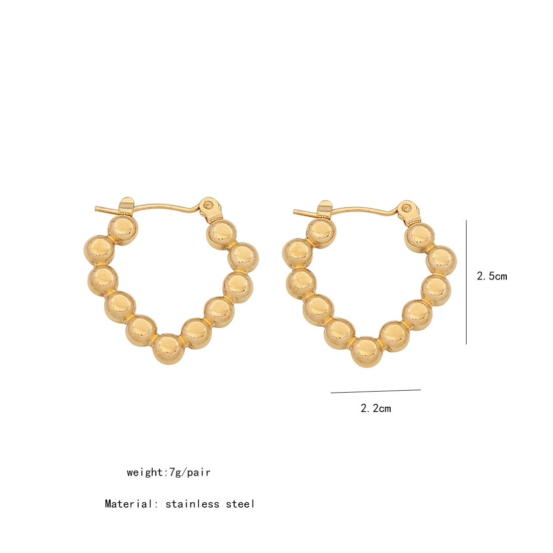 1 Paar Einfacher Stil Geometrisch Überzug Rostfreier Stahl 18 Karat Vergoldet Reif Ohrringe display picture 3