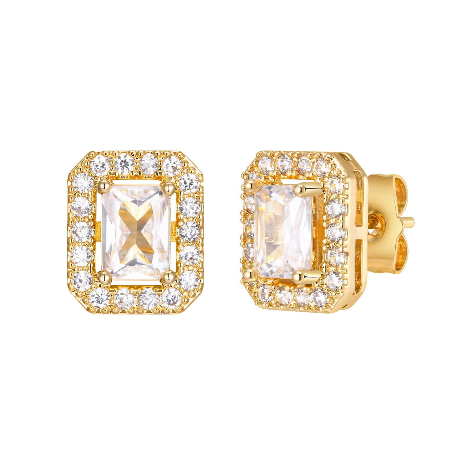1 Pair Elegant Square Plating Inlay Copper Alloy Zircon Ear Studs display picture 4