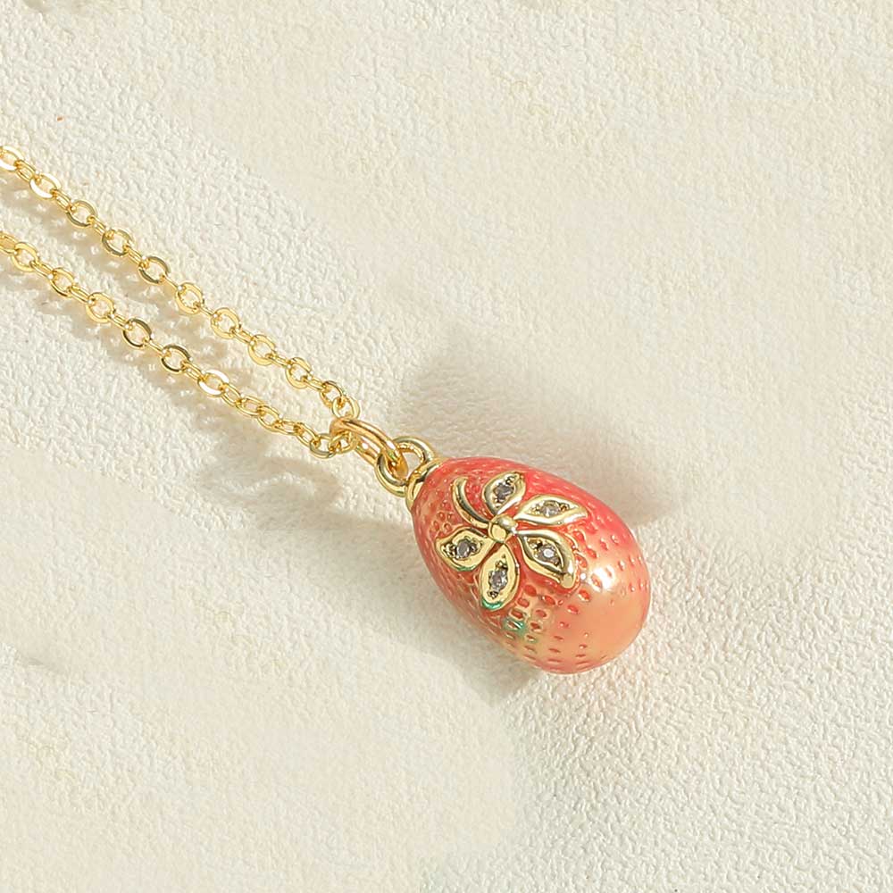 Copper Retro Sweet Flower Enamel Plating Inlay Zircon Pendant Necklace display picture 5