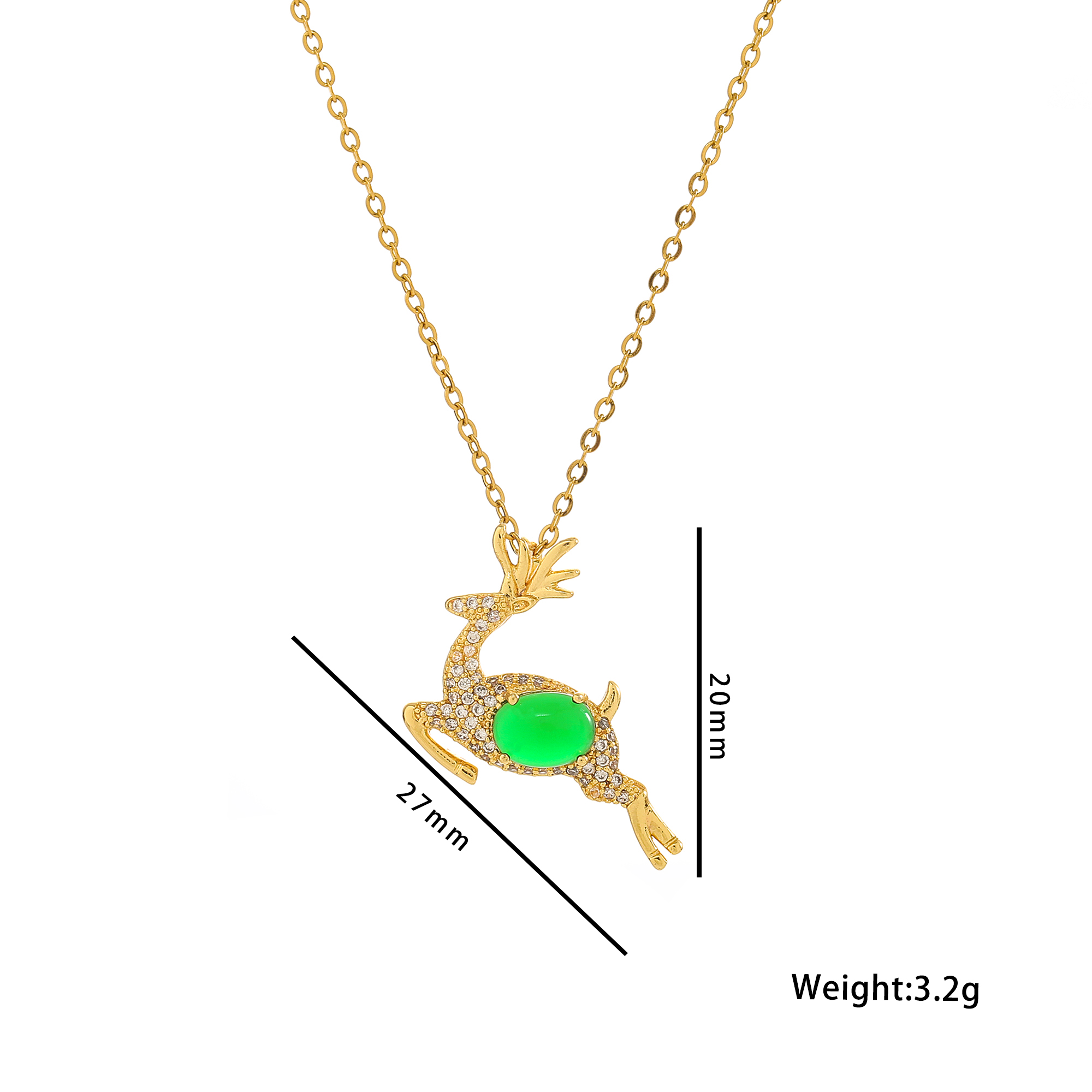 Ig Style Sweet Deer Stainless Steel Plating Inlay Zircon 18k Gold Plated Pendant Necklace display picture 2