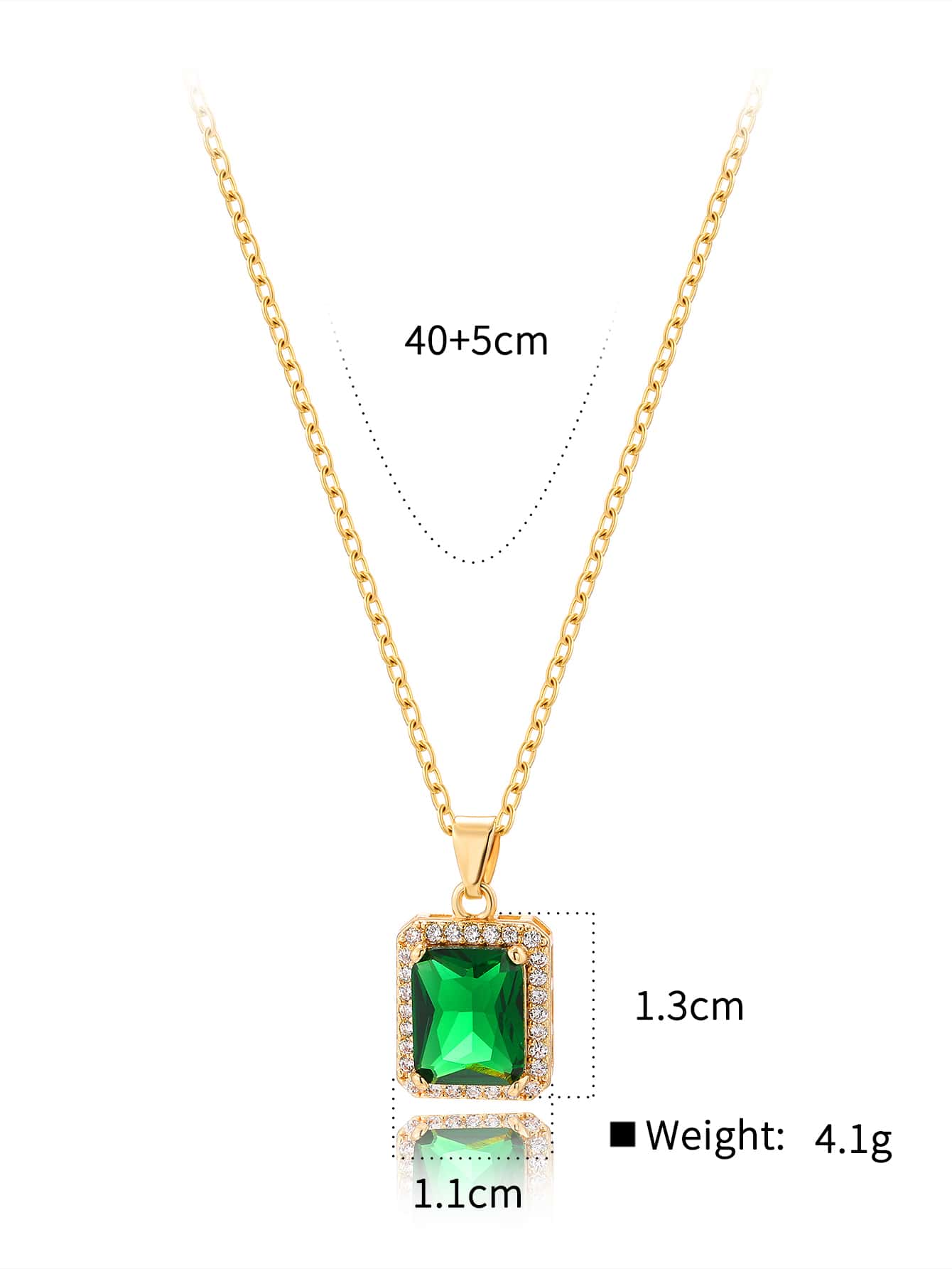 French Style Rectangle Copper Plating Inlay Zircon 18k Gold Plated Pendant Necklace display picture 3