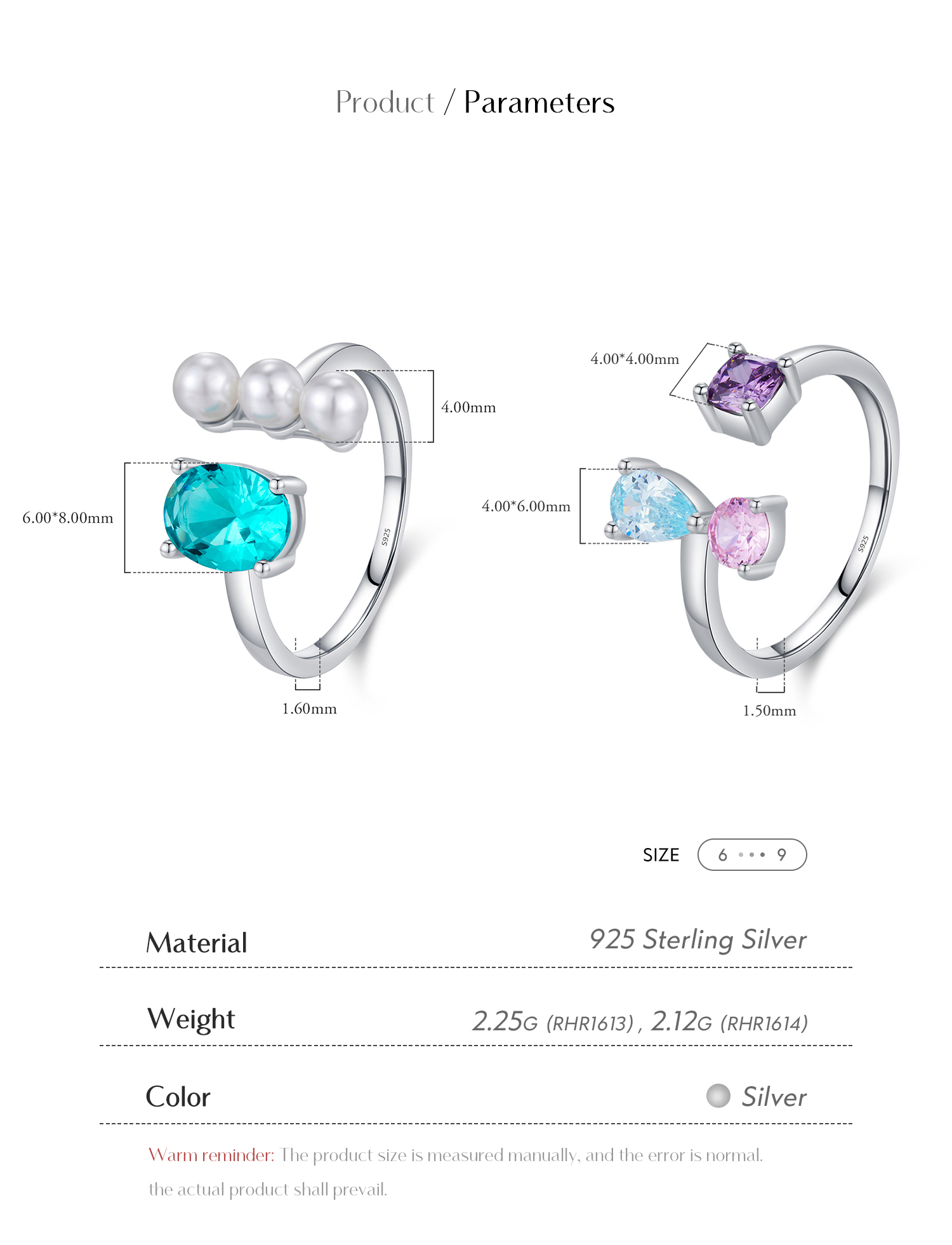 Ig Style Elegant Sweet Round Water Droplets Sterling Silver Epoxy Plating Inlay Artificial Pearls Zircon Rhodium Plated Open Rings display picture 4
