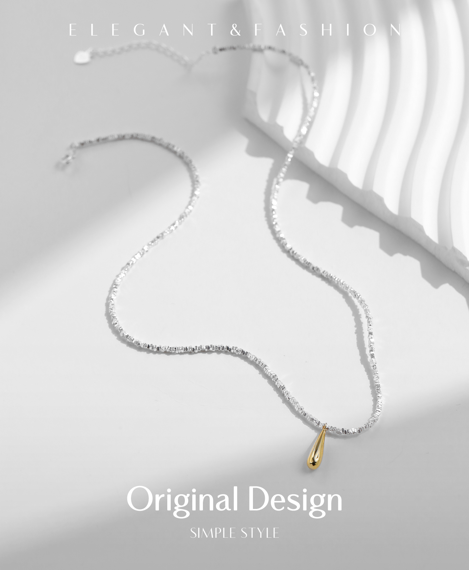 Ig-stil Nordischer Stil Wassertropfen Sterling Silber Überzug 18 Karat Vergoldet Versilbert Halskette Mit Anhänger display picture 1