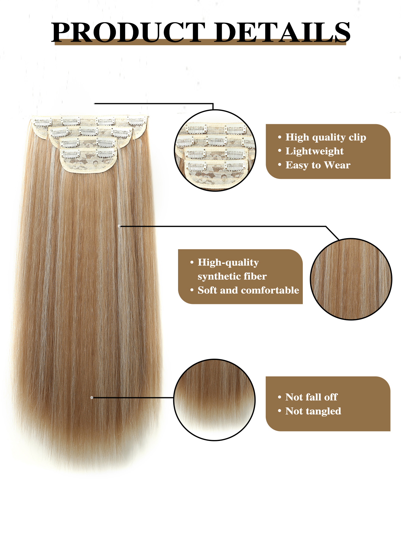 Frau Einfacher Stil Lässig Chemische Faser Langes Glattes Haar Perückennetz display picture 7
