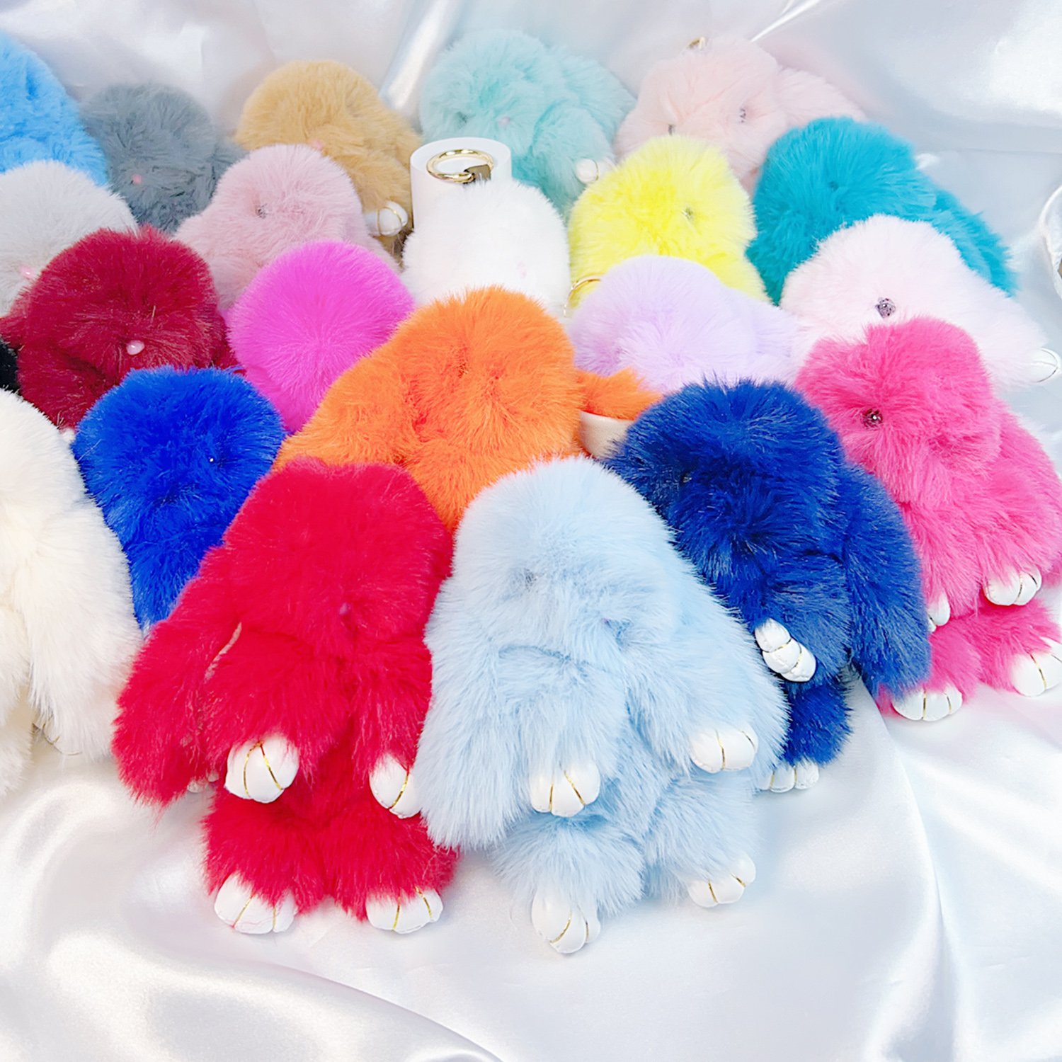 Cute Rabbit Faux Fur Synthetics Plush Easter Bag Pendant Keychain display picture 2