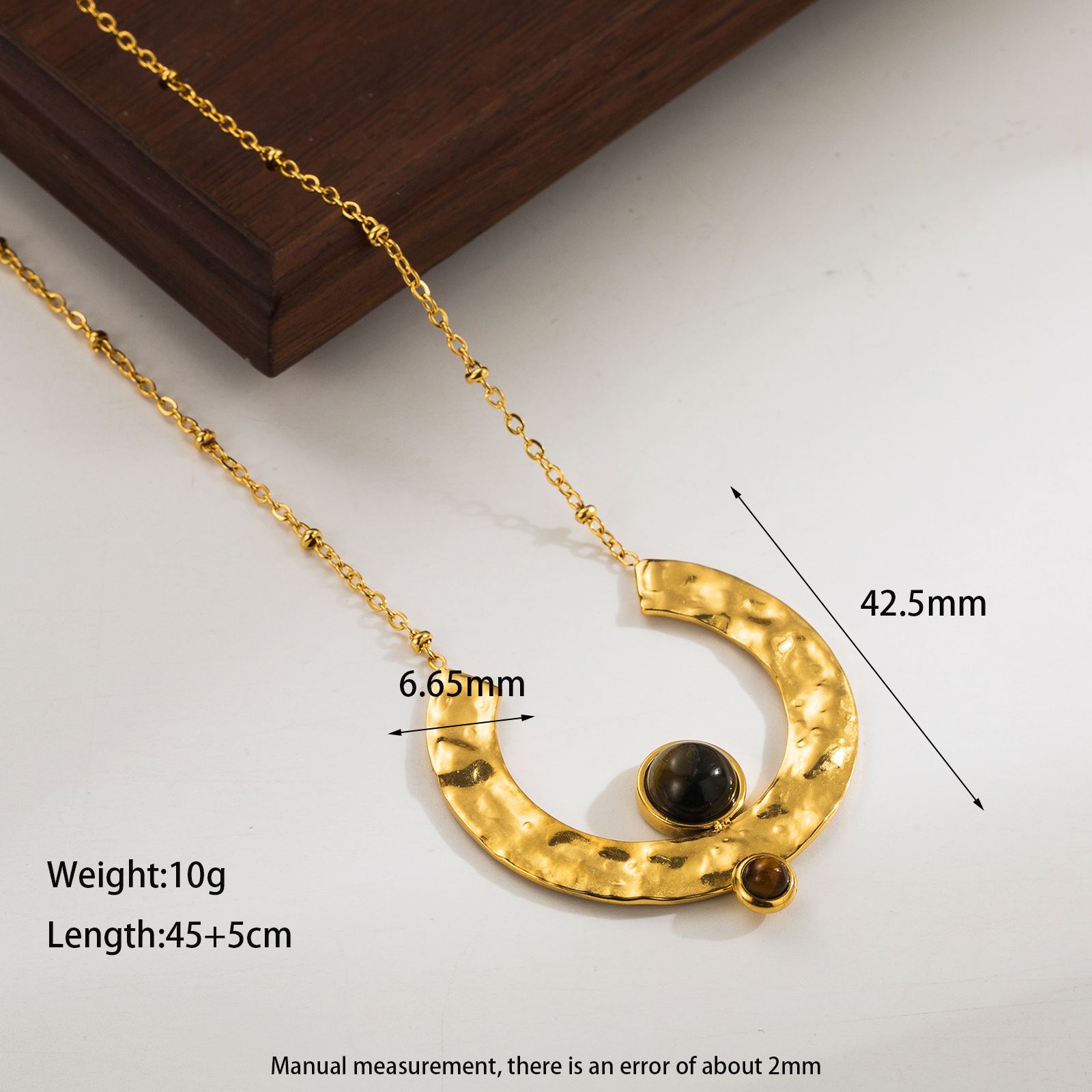 Elegant Retro Simple Style Geometric Stainless Steel Plating Inlay Natural Stone 18k Gold Plated Necklace display picture 7