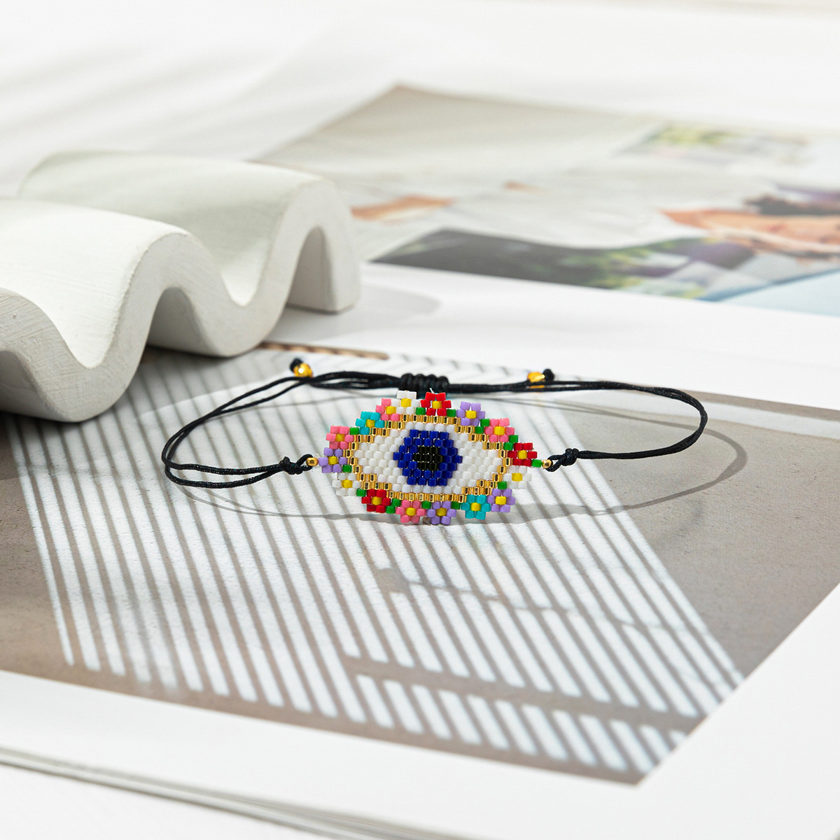 Hip-hop Geometric Heart Shape Leopard Glass Knitting Unisex Bracelets display picture 4