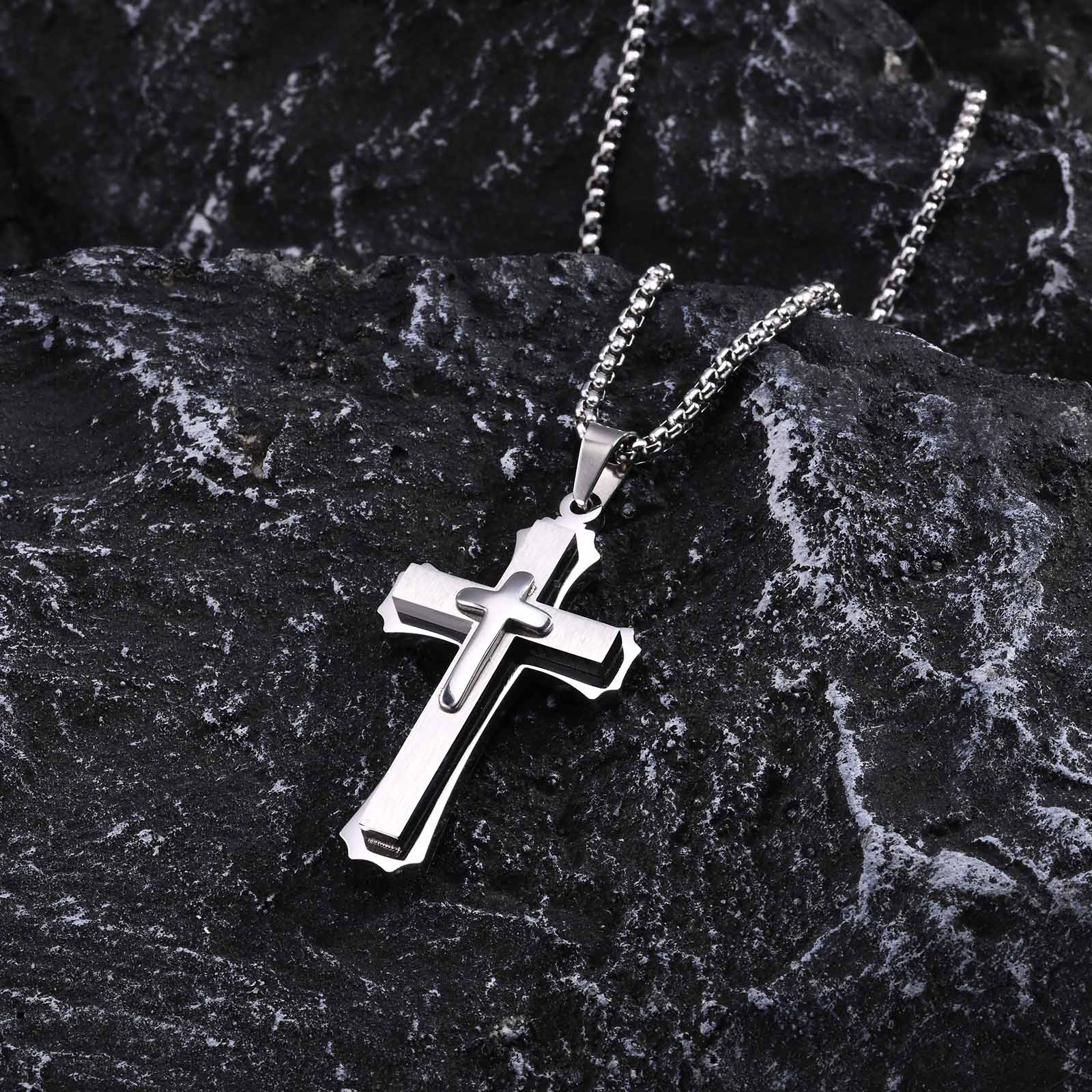 304 Stainless Steel 18K Gold Plated Simple Style Plating Three-dimensional Cross display picture 1