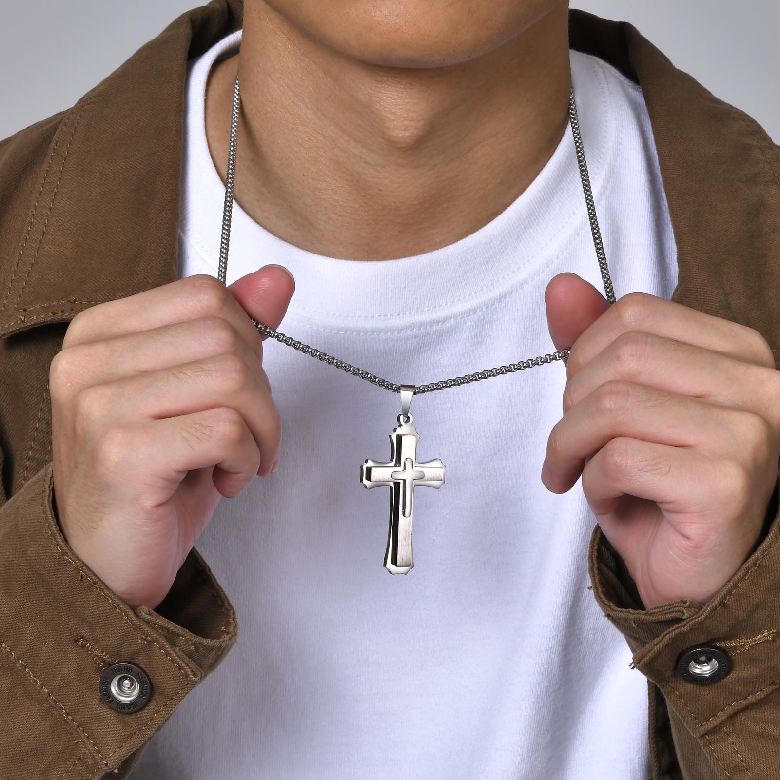 304 Stainless Steel 18K Gold Plated Simple Style Plating Three-dimensional Cross display picture 8