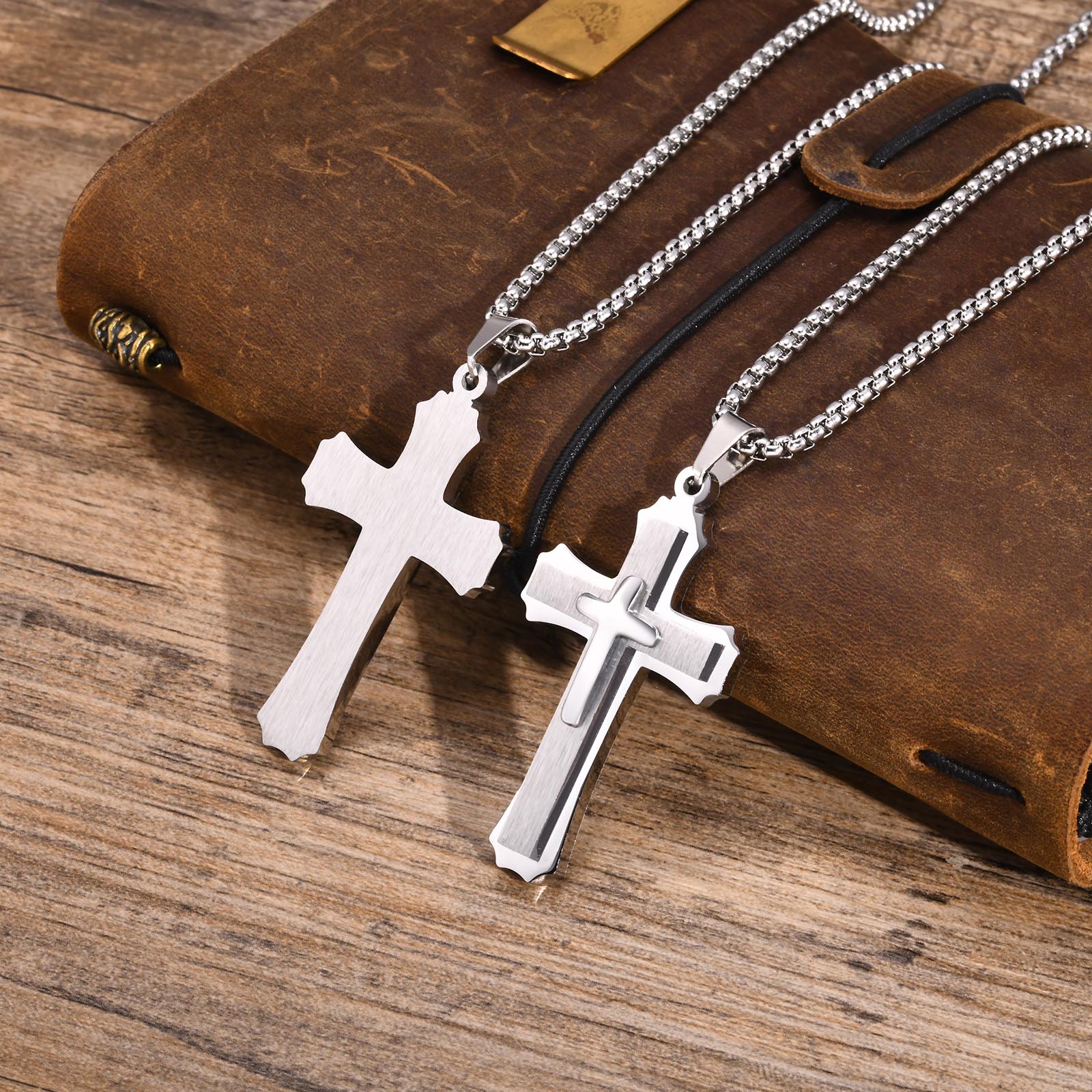 304 Stainless Steel 18K Gold Plated Simple Style Plating Three-dimensional Cross display picture 9
