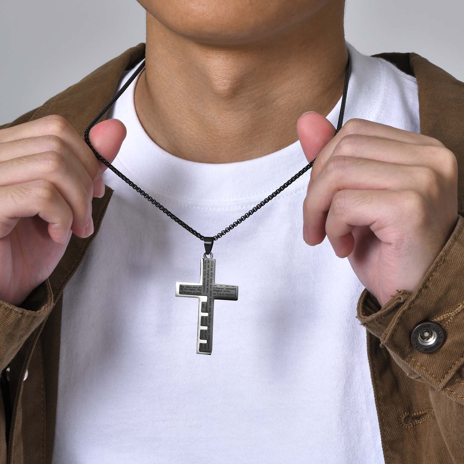 Simple Style Cross 304 Stainless Steel Men's Pendant Necklace display picture 1