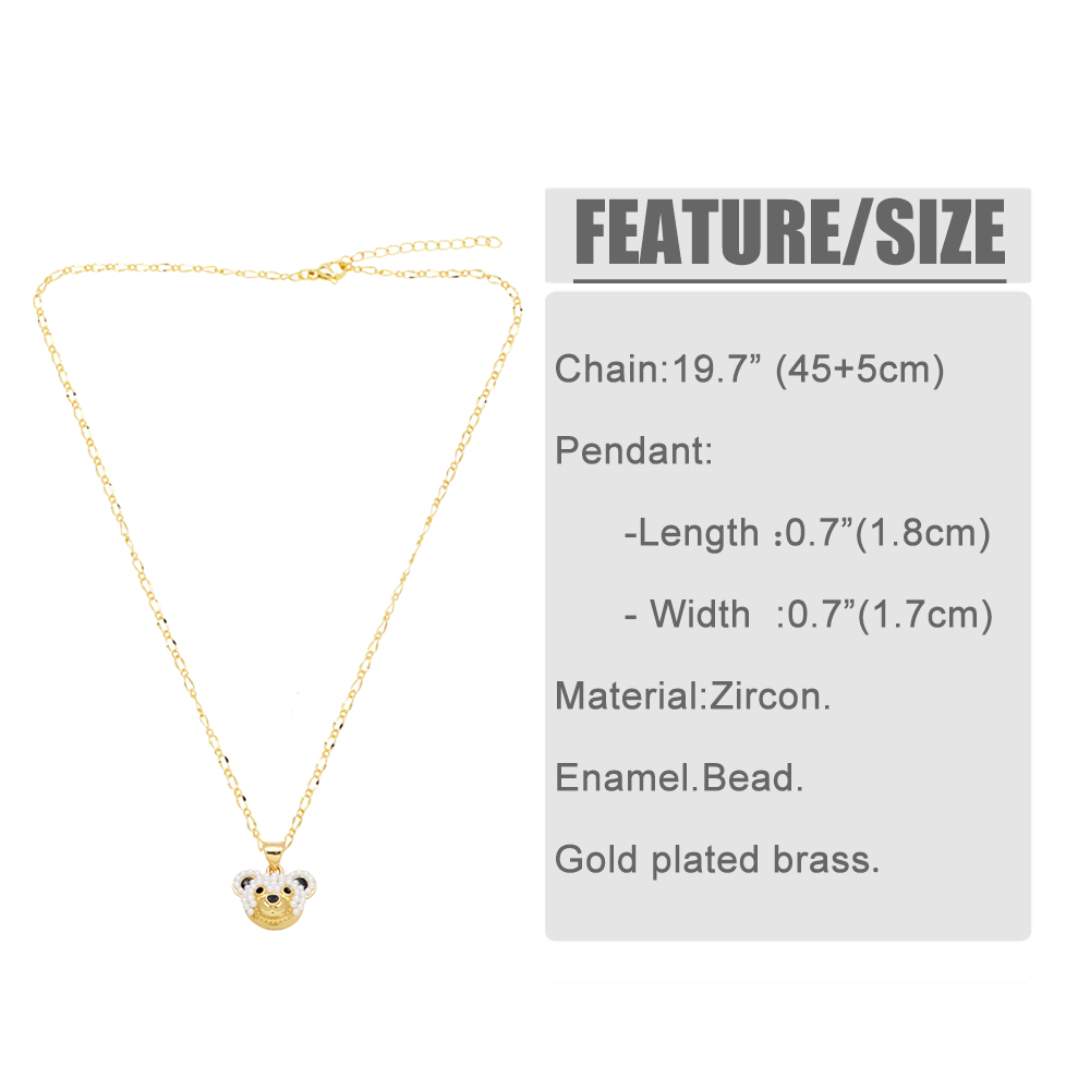 Cute Modern Style Simple Style Little Bear Copper Plating Hollow Out Inlay Pearl Zircon 18k Gold Plated Pendant Necklace display picture 1