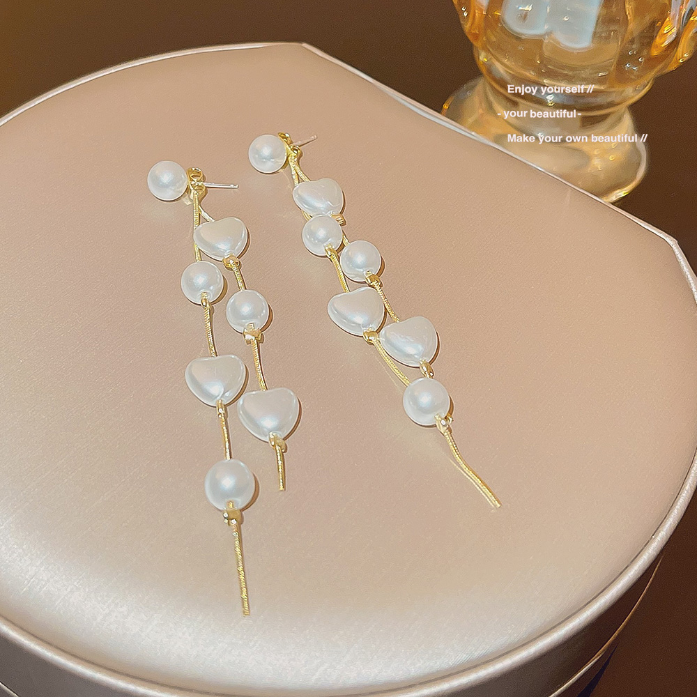 1 Paar Romantisch Süss Einfacher Stil Herzform Perle Kupfer Tropfenohrringe display picture 5